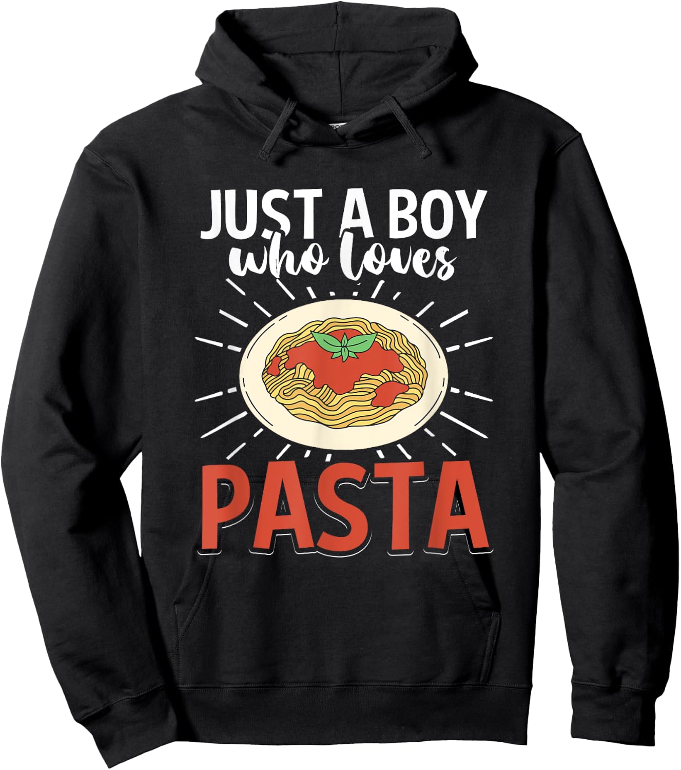 Funny Italian Dish Spaghetti Just A Boy Who Loves Pasta Hoodie - Hoodie | Black