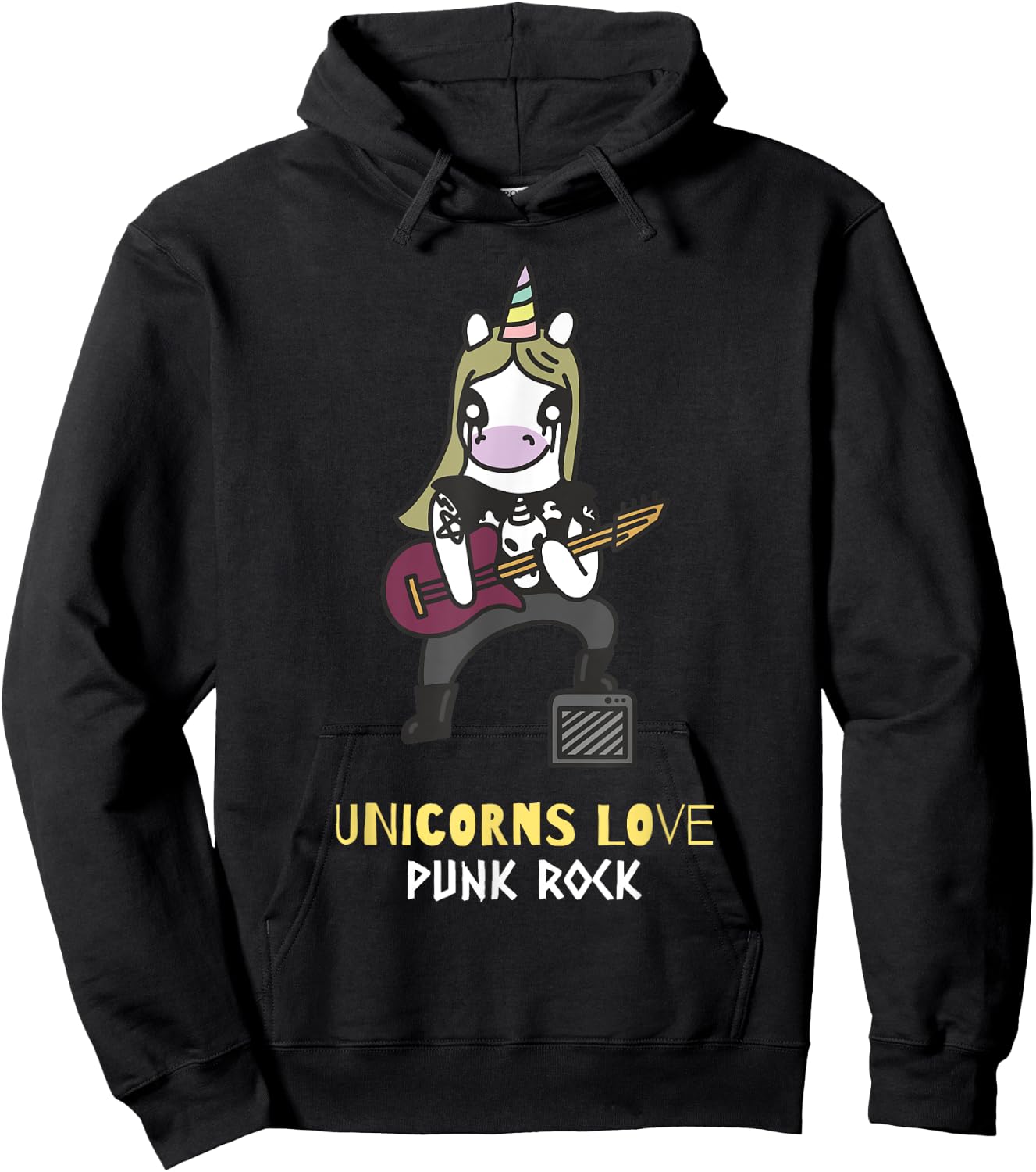 Punk Rock Unicorn Band Unicorns Love Punk Rock Hoodie - Hoodie | Black