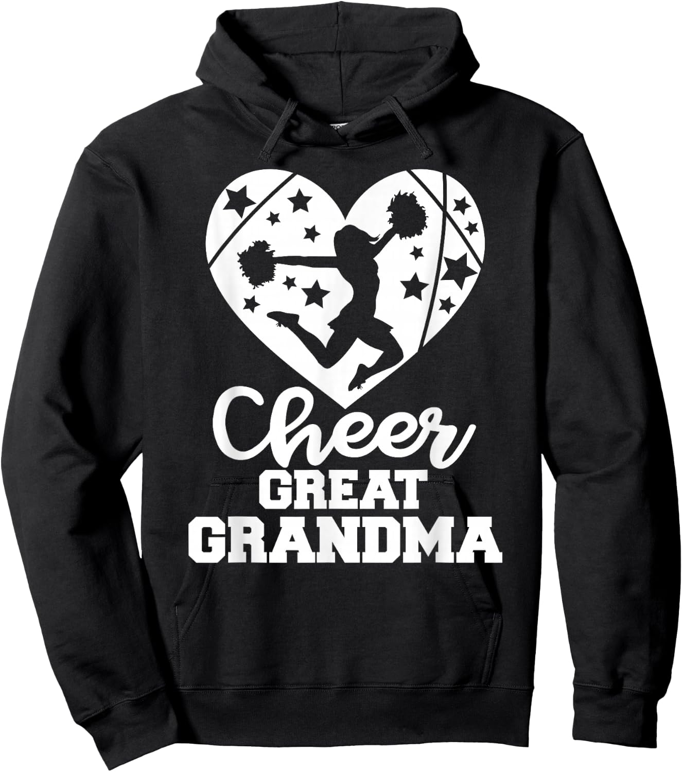 Cheer Great Grandma Heart Funny Cheerleader Hoodie - Hoodie | Black