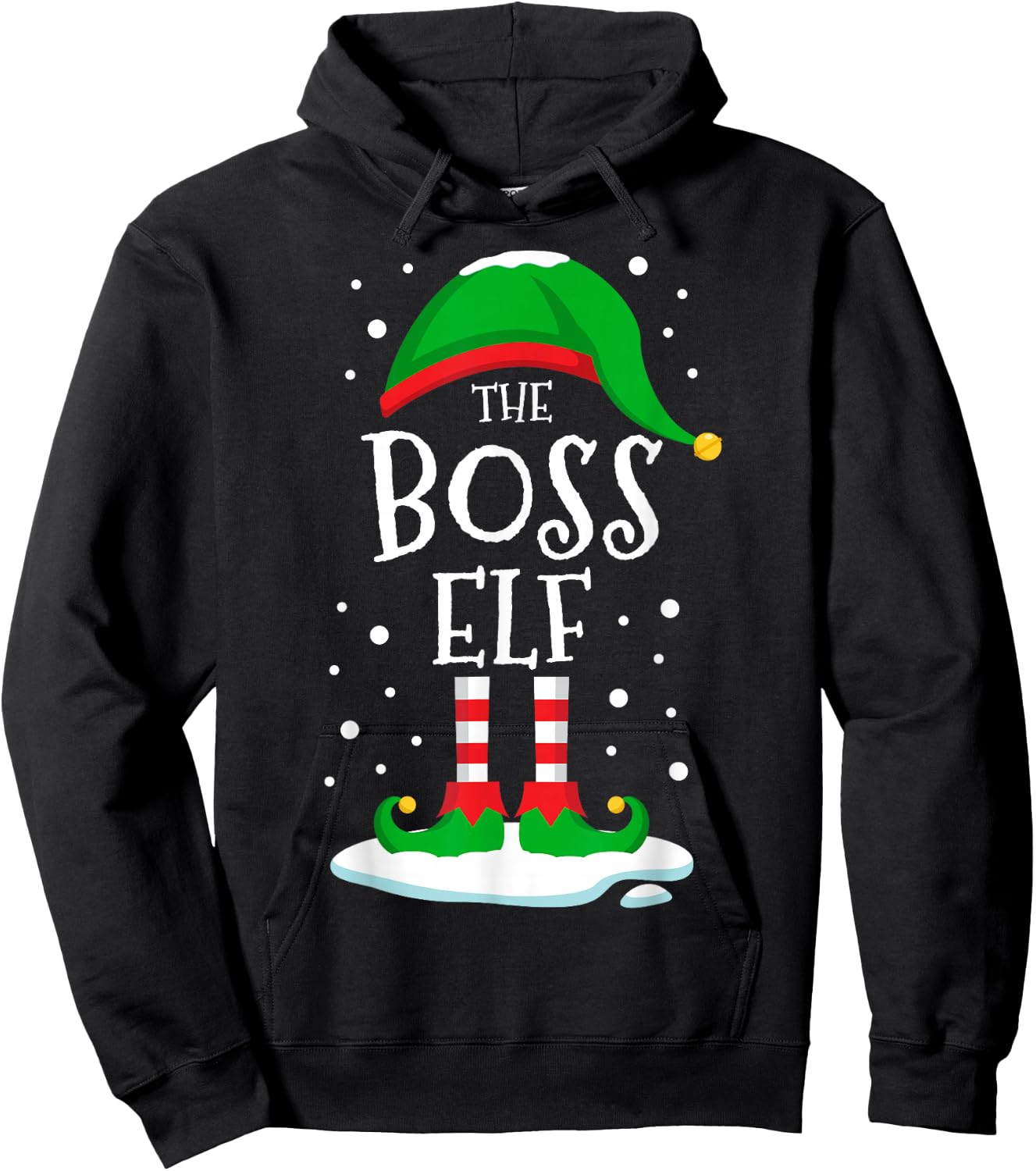 The Boss Elf Christmas Family Matching Xmas Group Funny Hoodie - Hoodie | Black