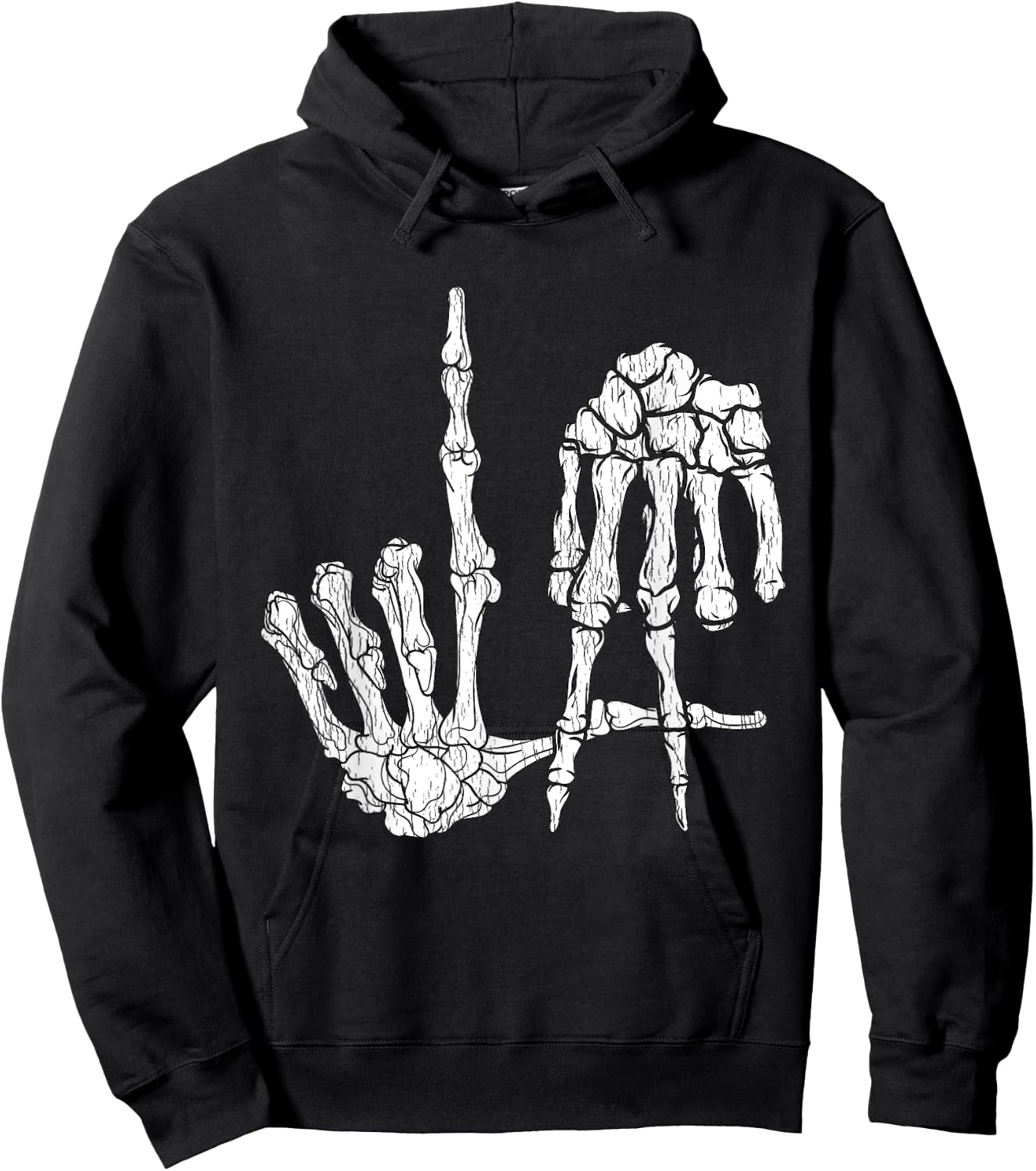 Retro LA Hands Skeleton Los Angeles Hand Sign Halloween Hoodie - Hoodie | Black