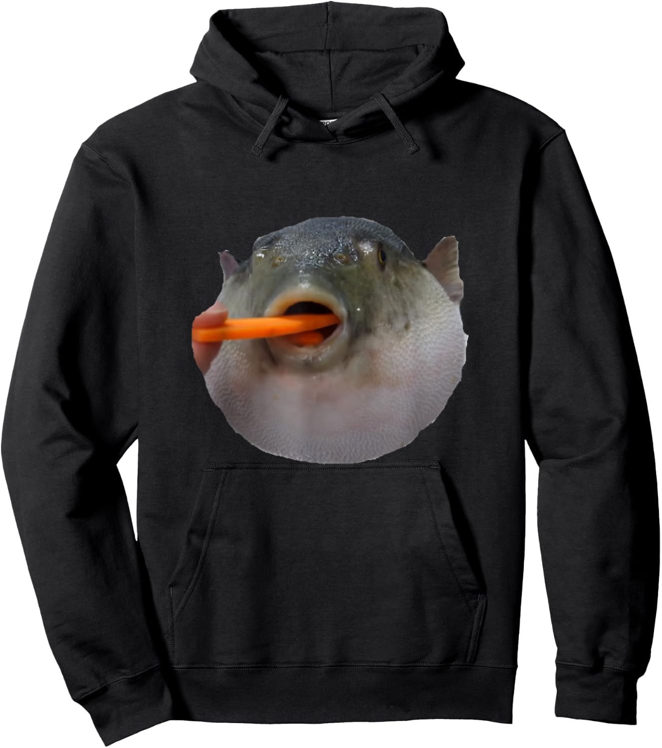 Pufferfish Eating a Carrot Meme Hoodie - Hoodie | Black