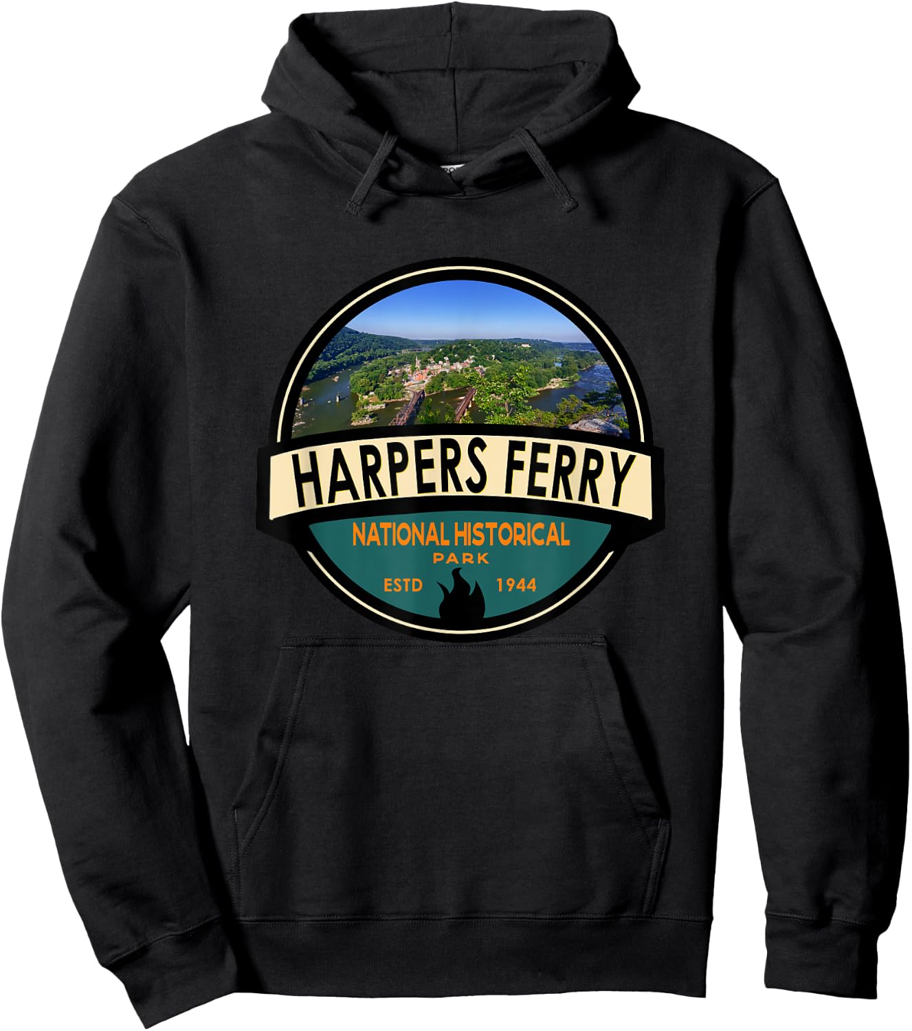 Harpers Ferry National Historical Park Emblem Vintage Hoodie - Hoodie | Black