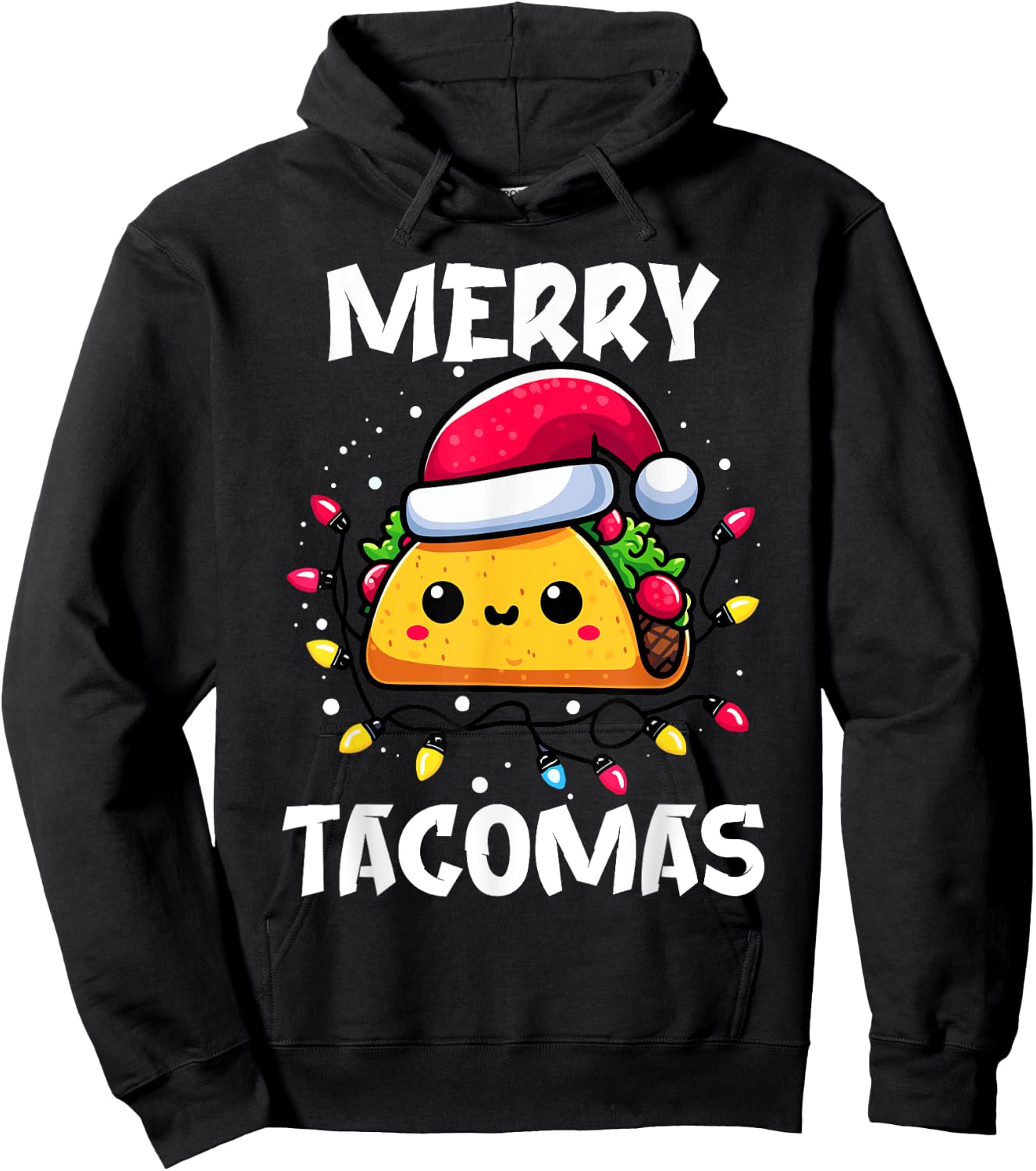 Merry Tacomas Christmas Taco Santa Claus Hat Funny Boys Hoodie - Hoodie | Black