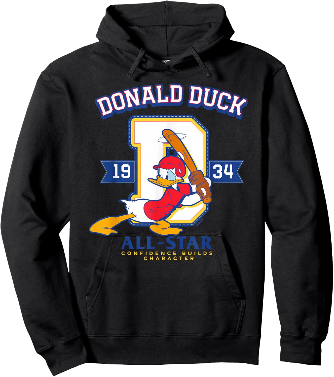 Disney Donald Duck Baseball 1934 All-Star Confidence Sports Hoodie - Hoodie | Black