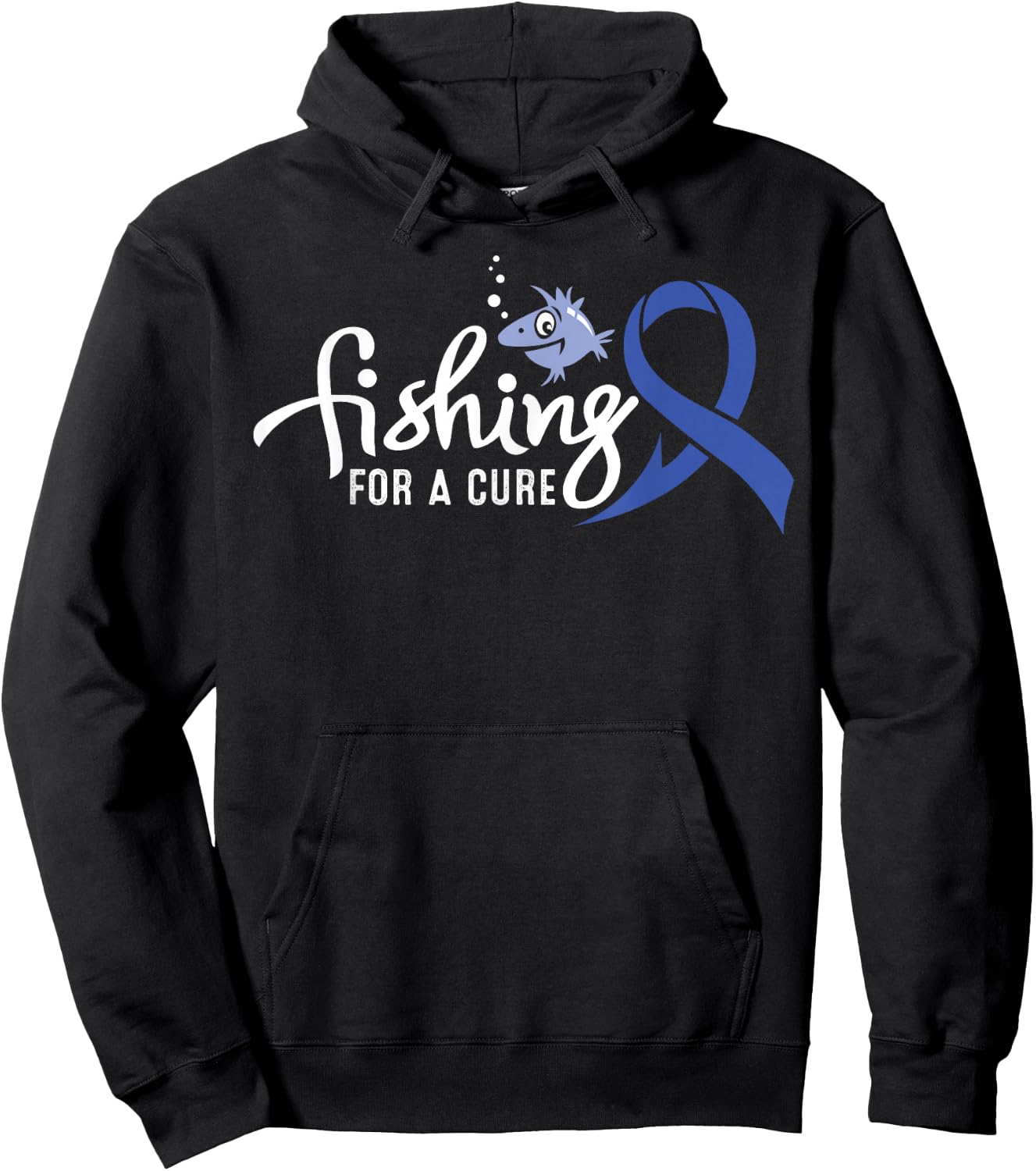 Fishing For Colon Cancer Awareness Supporter Ribbon Hoodie - Hoodie | Black