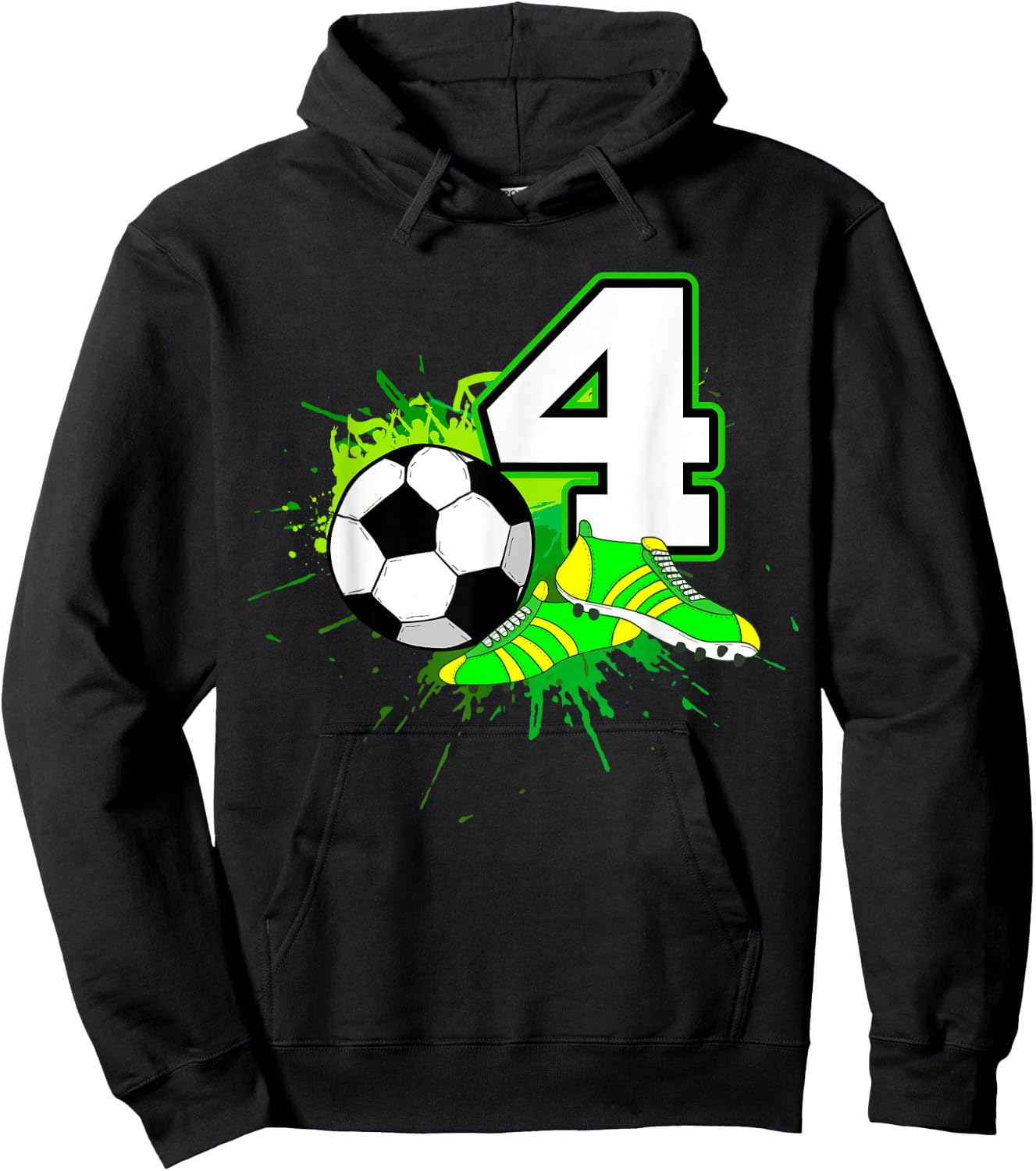 4th Birthday Soccer Football Sport 4 Year Old Funny B-Day Hoodie - Hoodie | Black