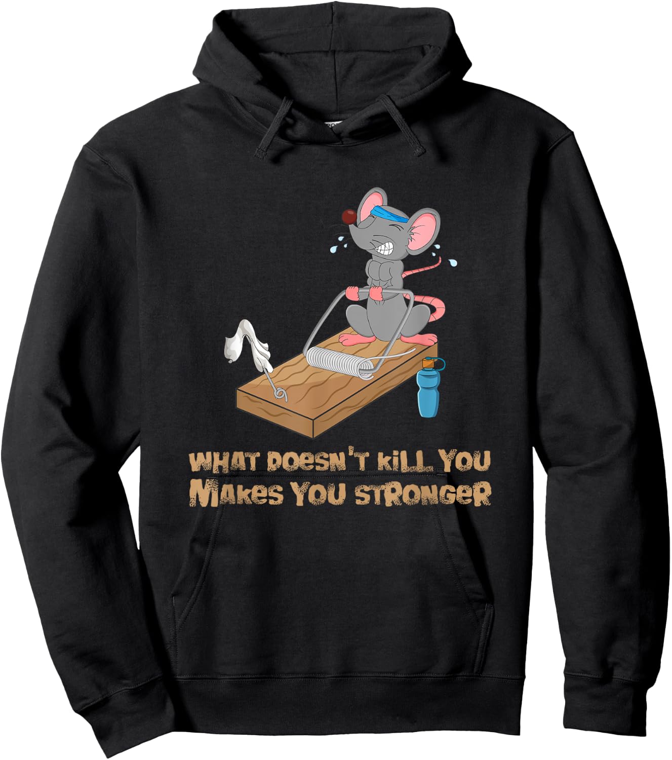 Mouse Training Mousetrap Fitness Workout Bench Press Funny Hoodie - Hoodie | Black