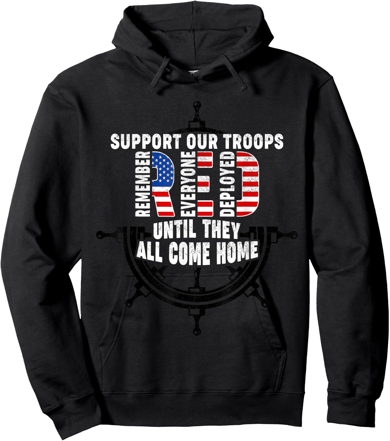 On Friday We Wear Red Friday Navy Support Troops US Flag Hoodie - Hoodie | Black