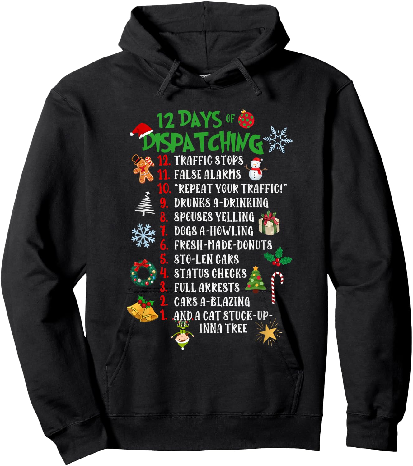 Funny 911 Dispatcher Police Thin Gold Line Hoodie - Hoodie | Black