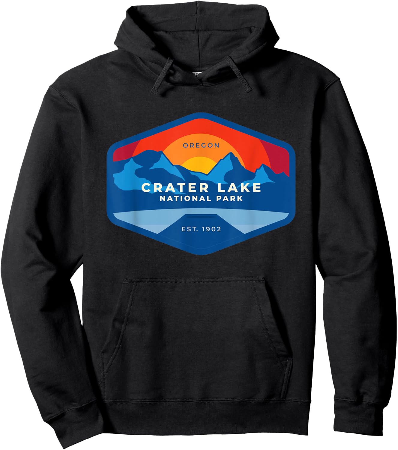 Vintage Sunset At Crater Lake National Park Oregon Hoodie - Hoodie | Black
