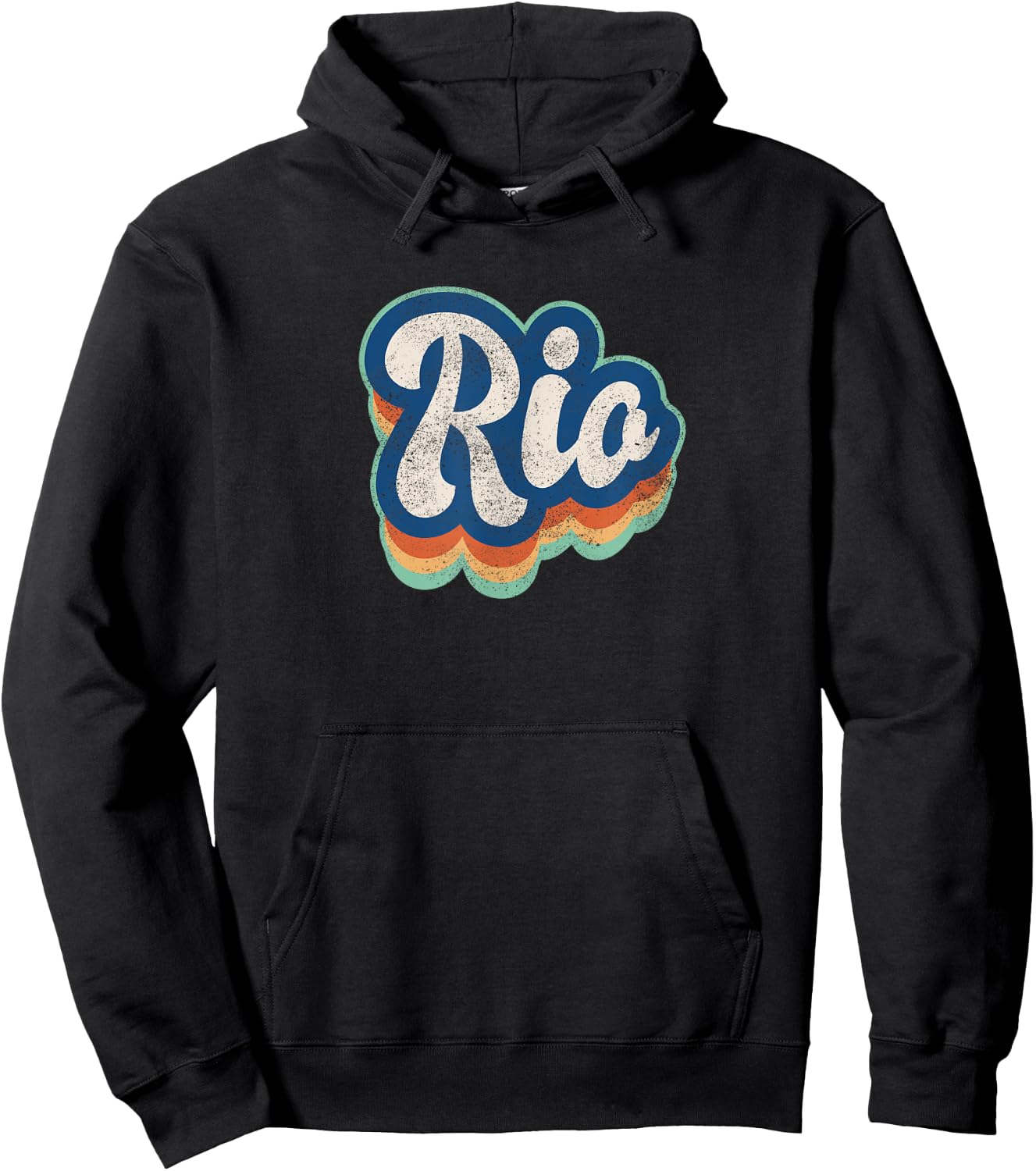 Rio First Name Boy Vintage Style 70s 80s Personalized Hoodie - Hoodie | Black