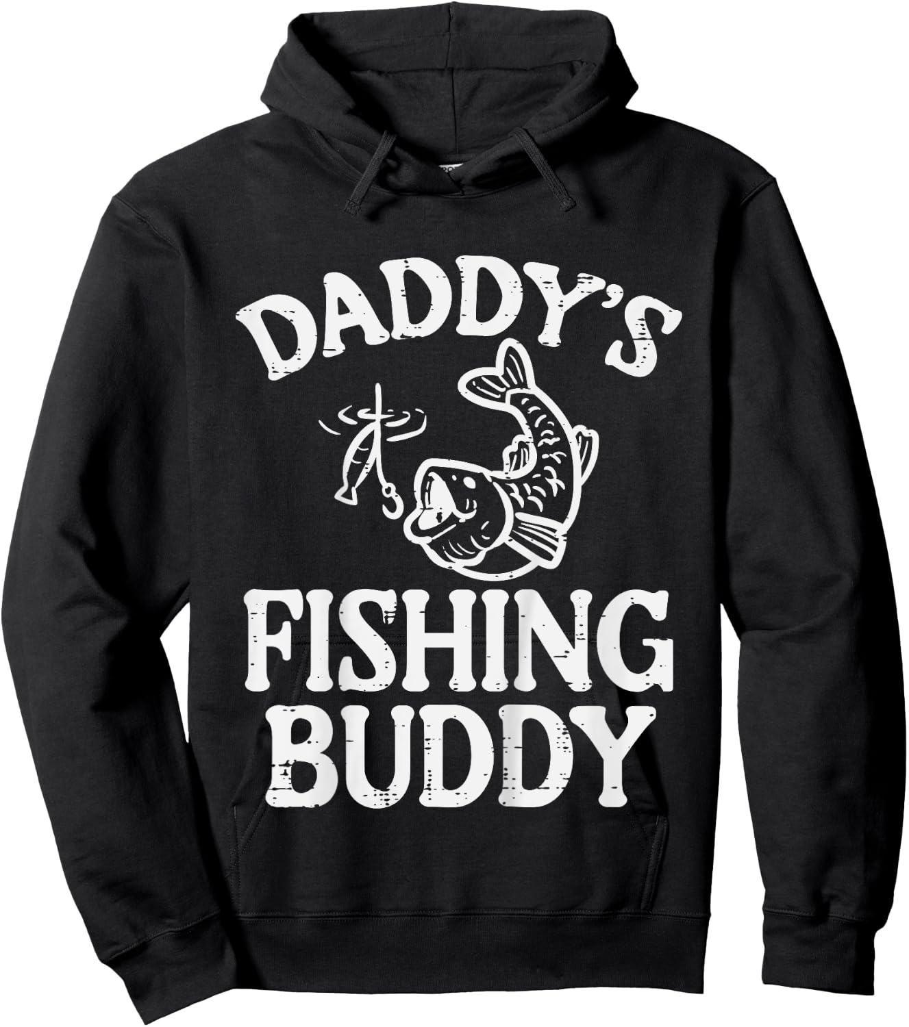 Kids Daddys Fishing Buddy Cute Girls Boys Son Kids Toddler Youth Hoodie - Hoodie | Black