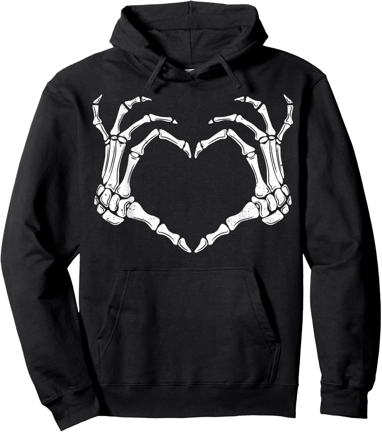Skeleton Hands Heart Sign Retro Halloween Costume Women Men Hoodie - Hoodie | Black