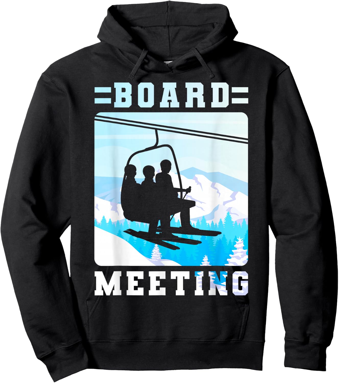 Snowboard Board Meeting Ski Lift Skier Winter Sports Hoodie - Hoodie | Black