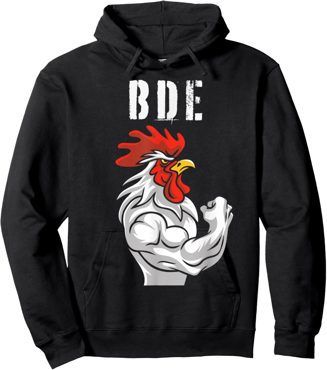 BDE Big Dick Energy - Funny Adult Humor Meme Rooster Graphic Hoodie - Hoodie | Black