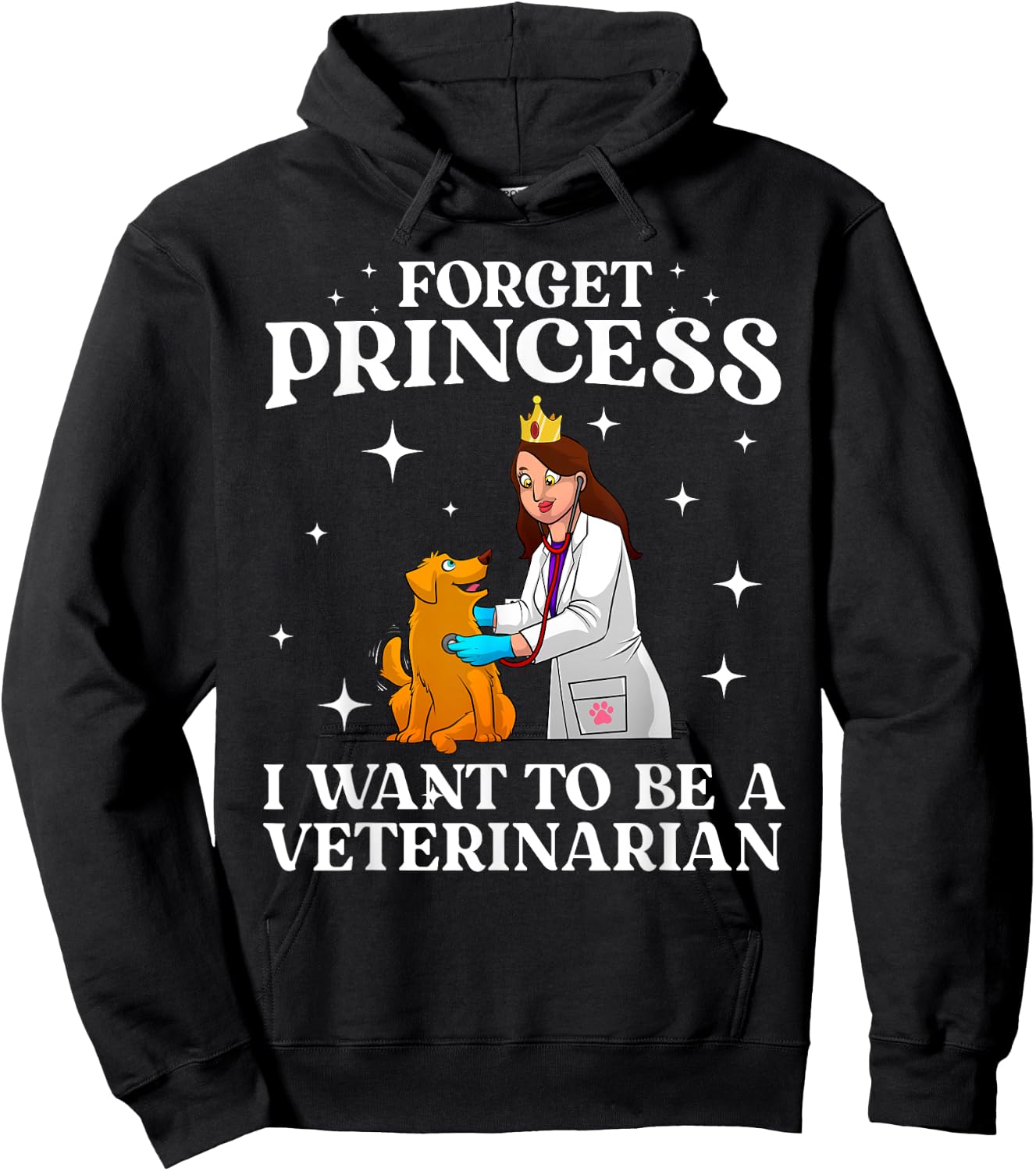 Cool Veterinarian Art Girls Kids Vet Tech Student Hoodie - Hoodie | Black