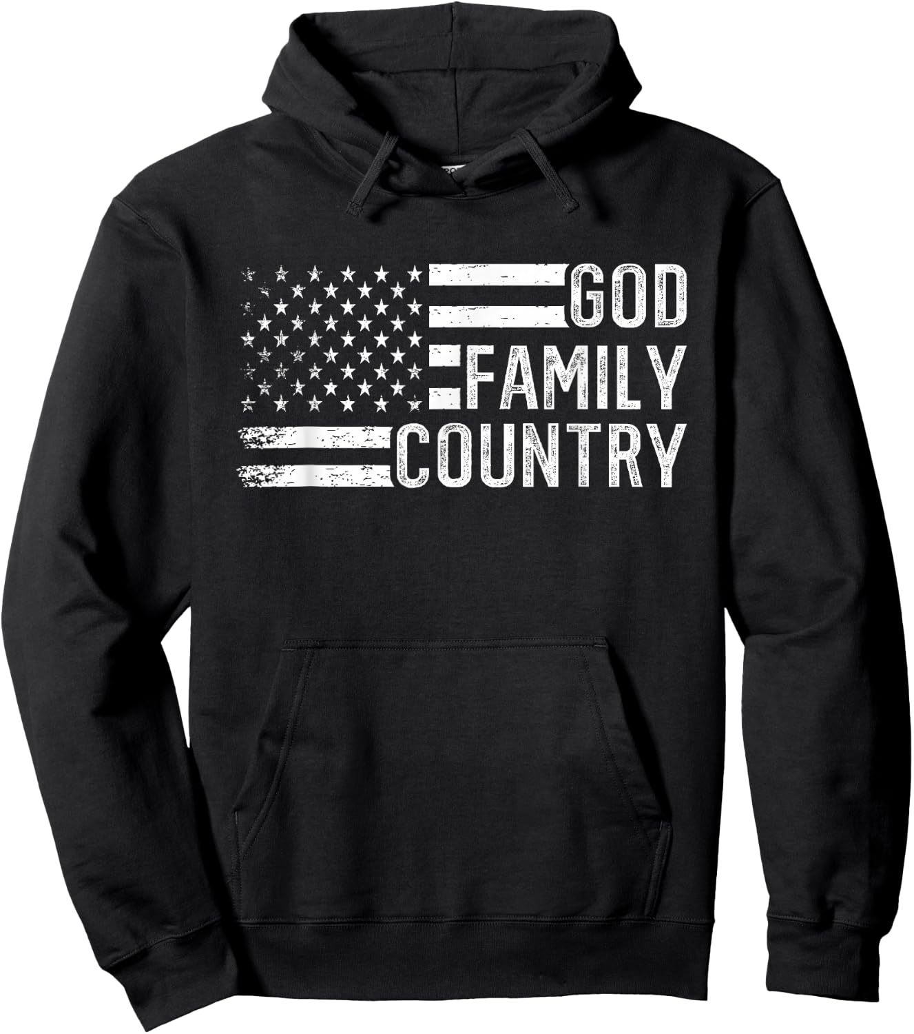 God Family Country - Patriotic Christian US Flag Hoodie - Hoodie | Black
