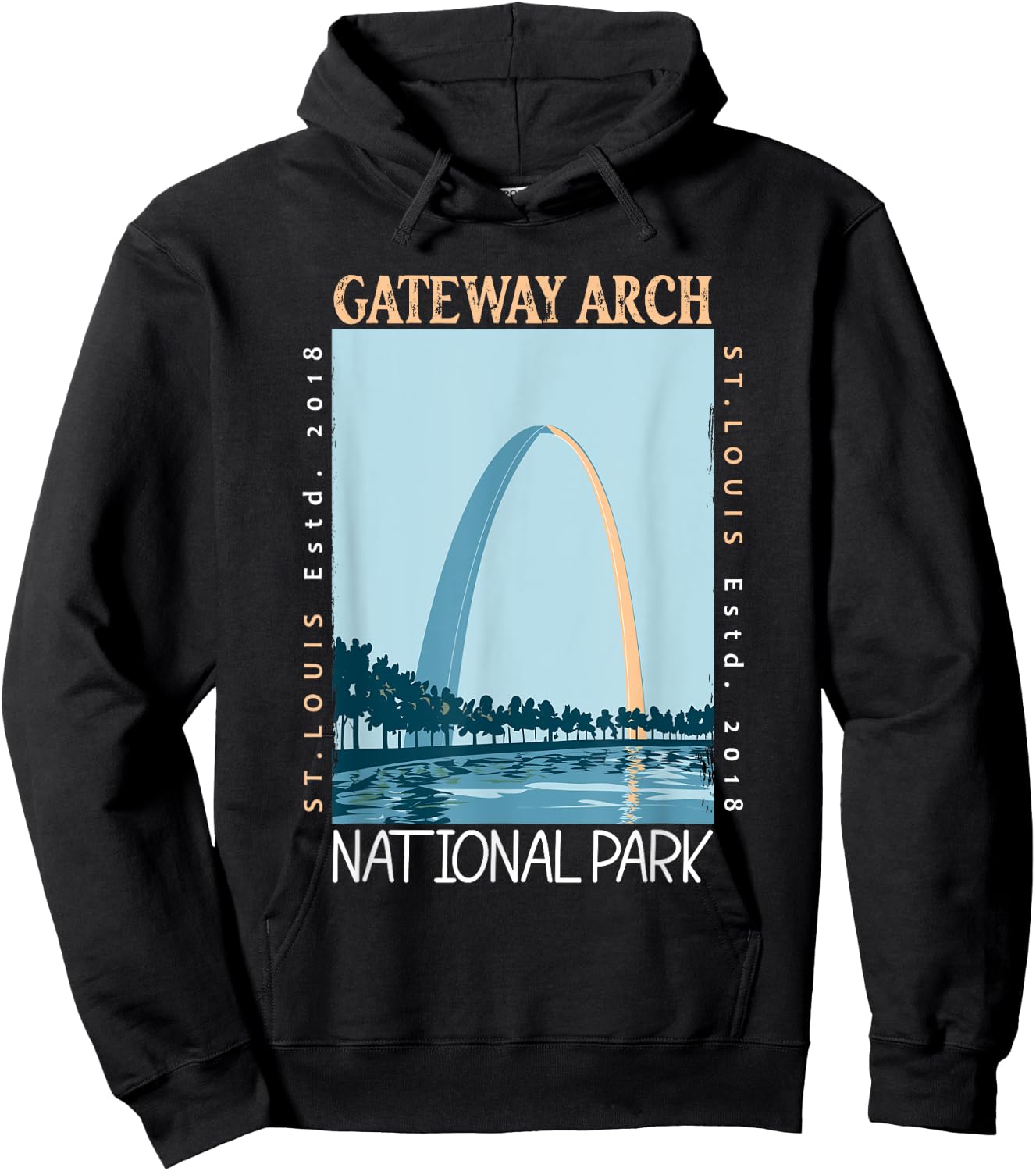 Gateway Arch National Park Distressed Vintage Hoodie - Hoodie | Black