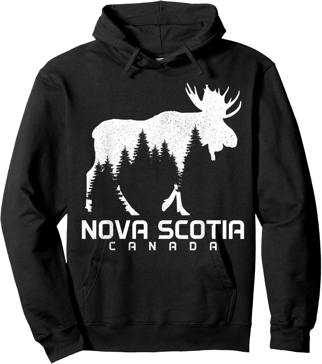 Nova Scotia Canada Vintage Pride Souvenir Moose Nature Hoodie - Hoodie | Black