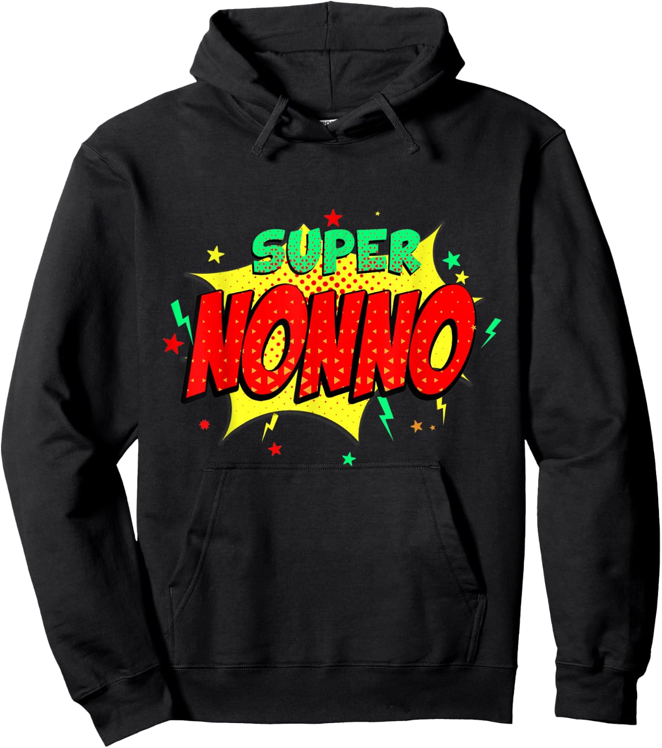Super Nonno Comic Themed Style Superhero Fathers Day Hoodie - Hoodie | Black