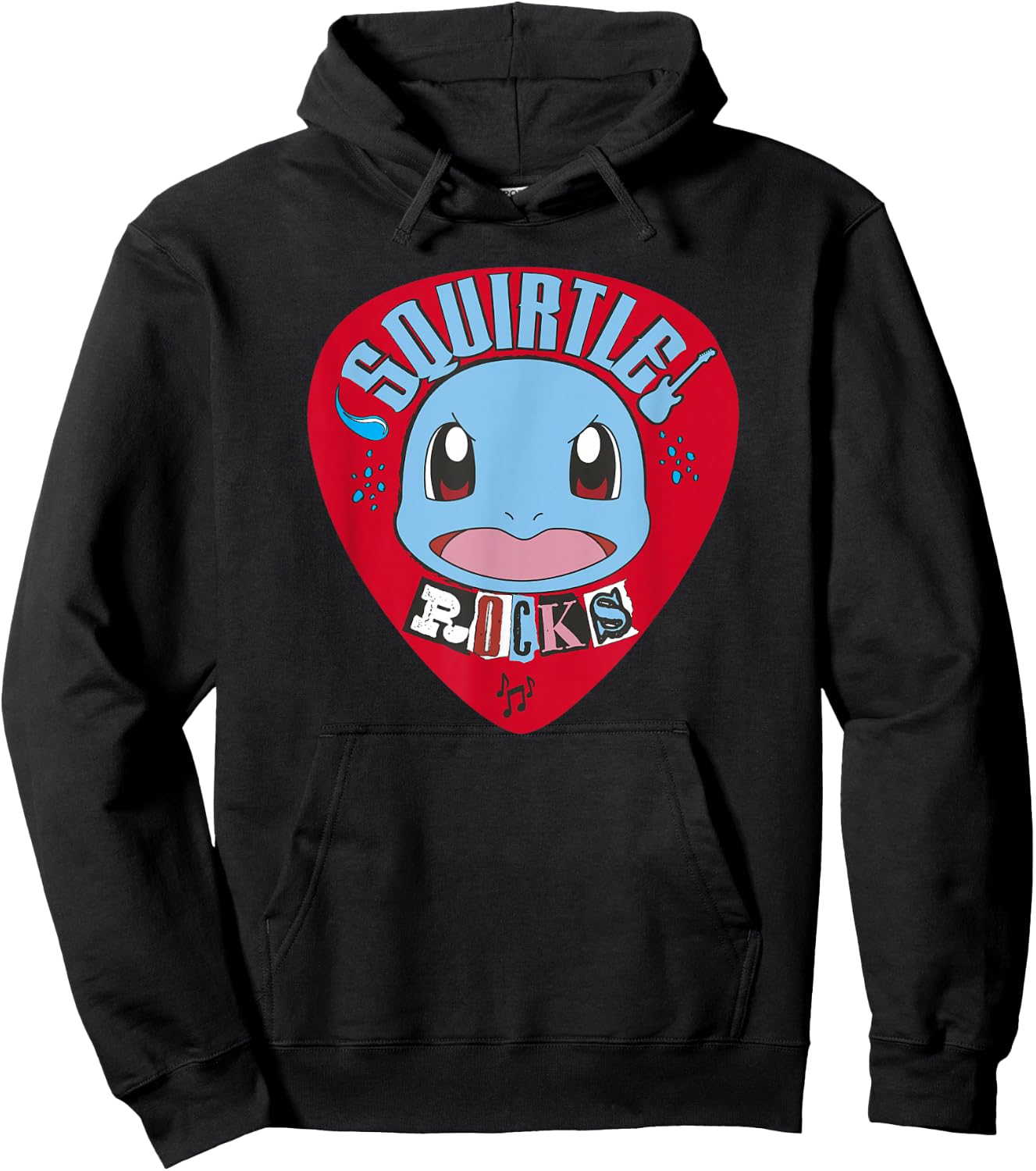 Pokémon Squirtle Rocks Retro Guitar Pick Portrait Hoodie - Hoodie | Black