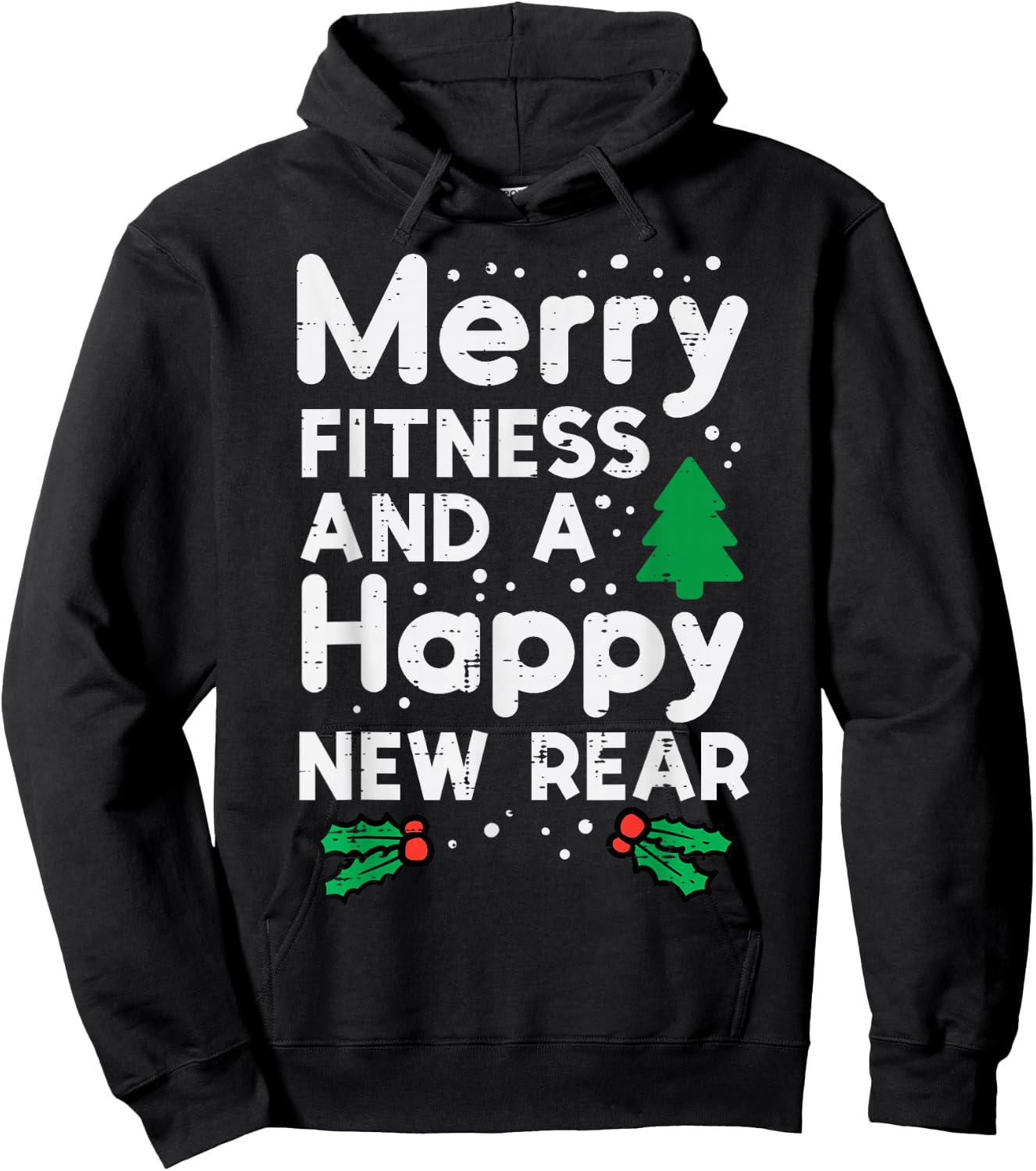 Christmas Merry Fitness Happy New Rear Xmas Workout Women Hoodie - Hoodie | Black