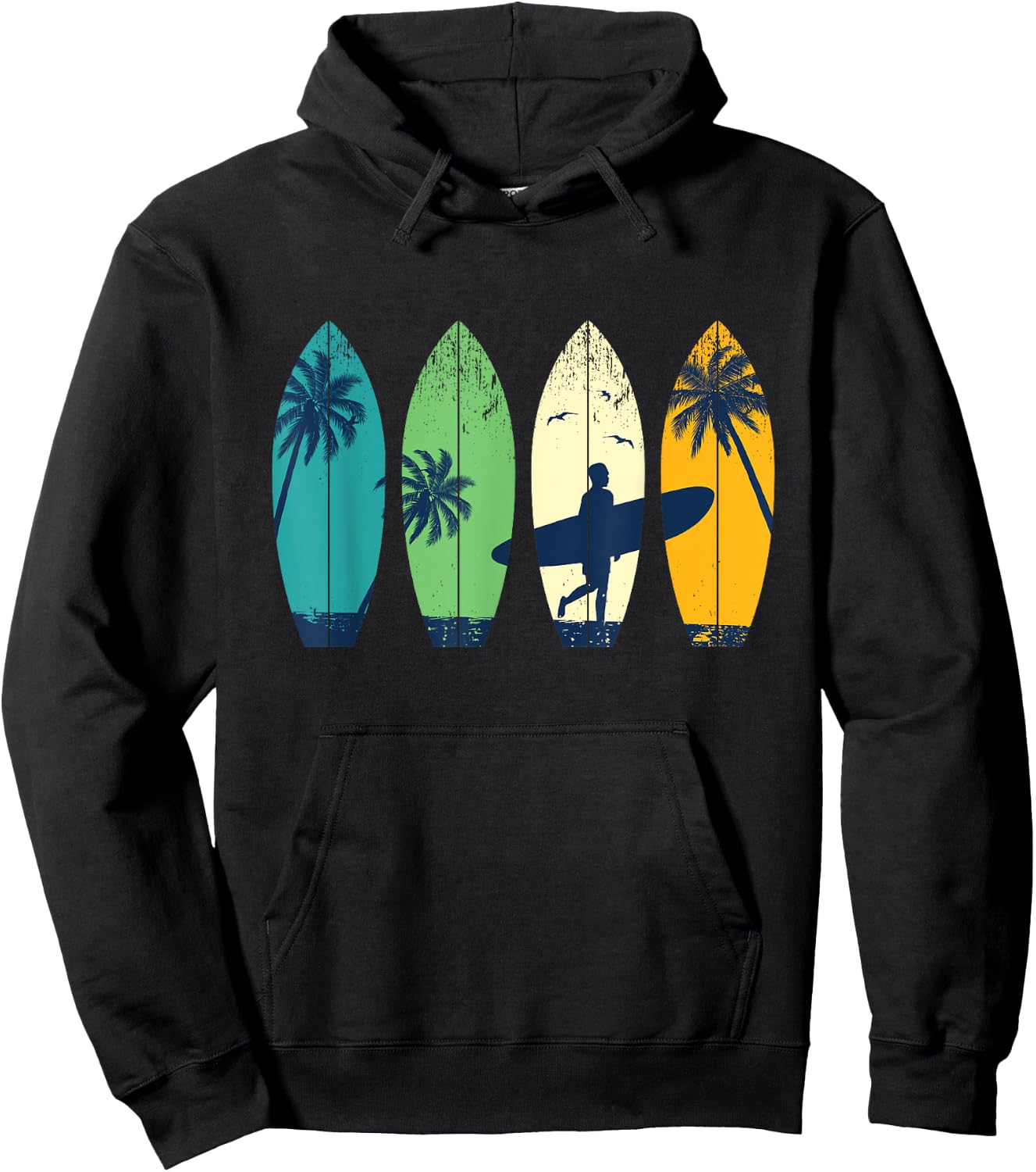 Retro Vintage Surfing Girl - Surfers Surfingboard Beach Wave Hoodie - Hoodie | Black