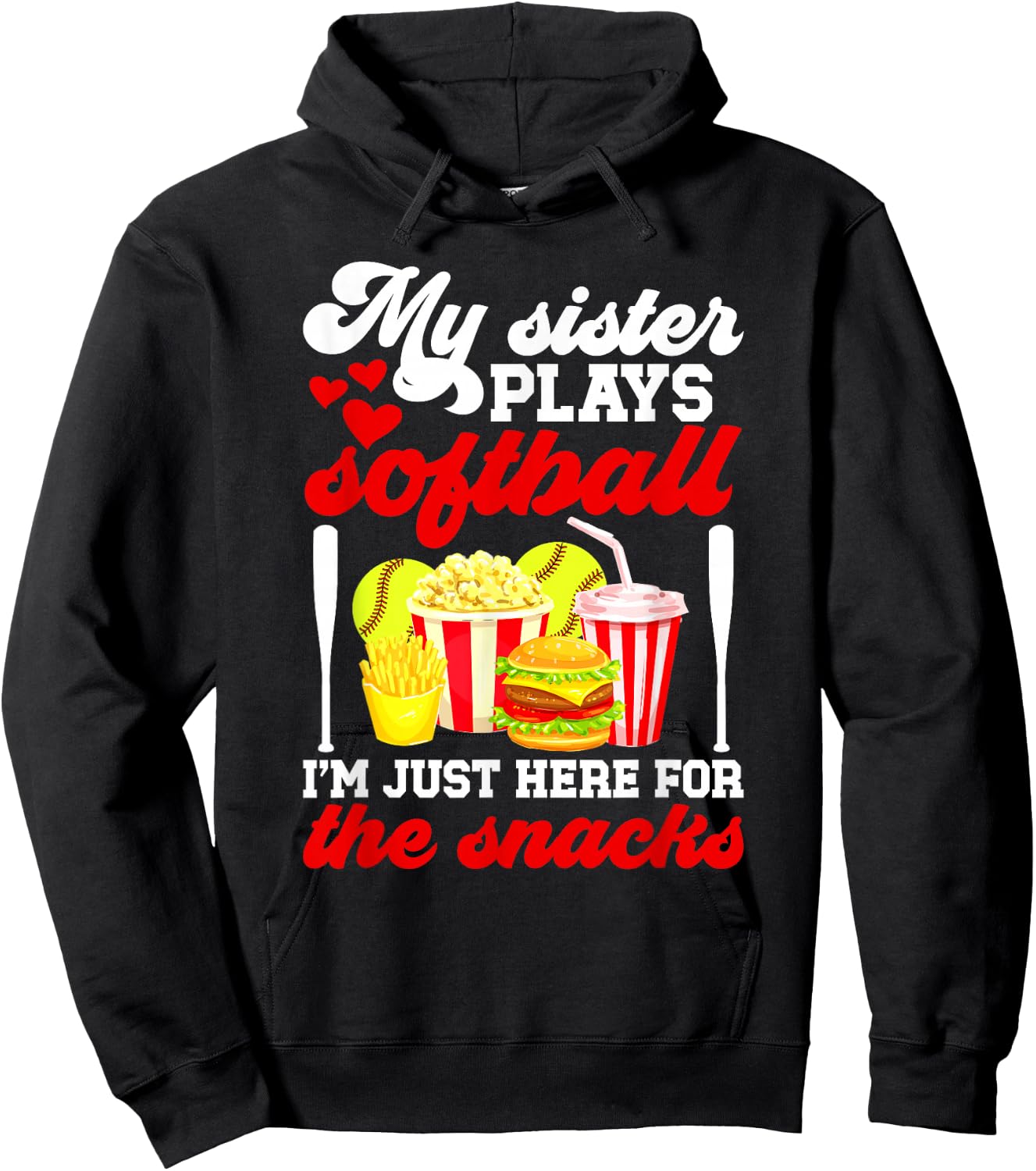 My Sister Plays Softball Sister Of A Softball Player Sister Hoodie - Hoodie | Black
