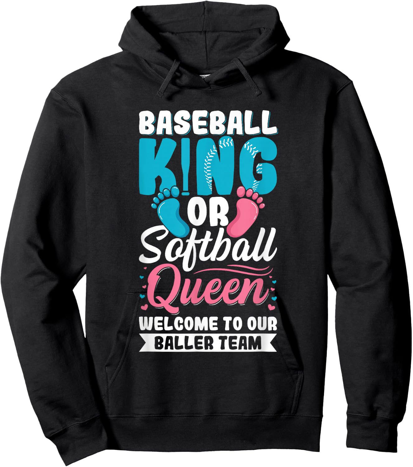 Baseball Gender Reveal Party Design for a Baseball Player Hoodie - Hoodie | Black