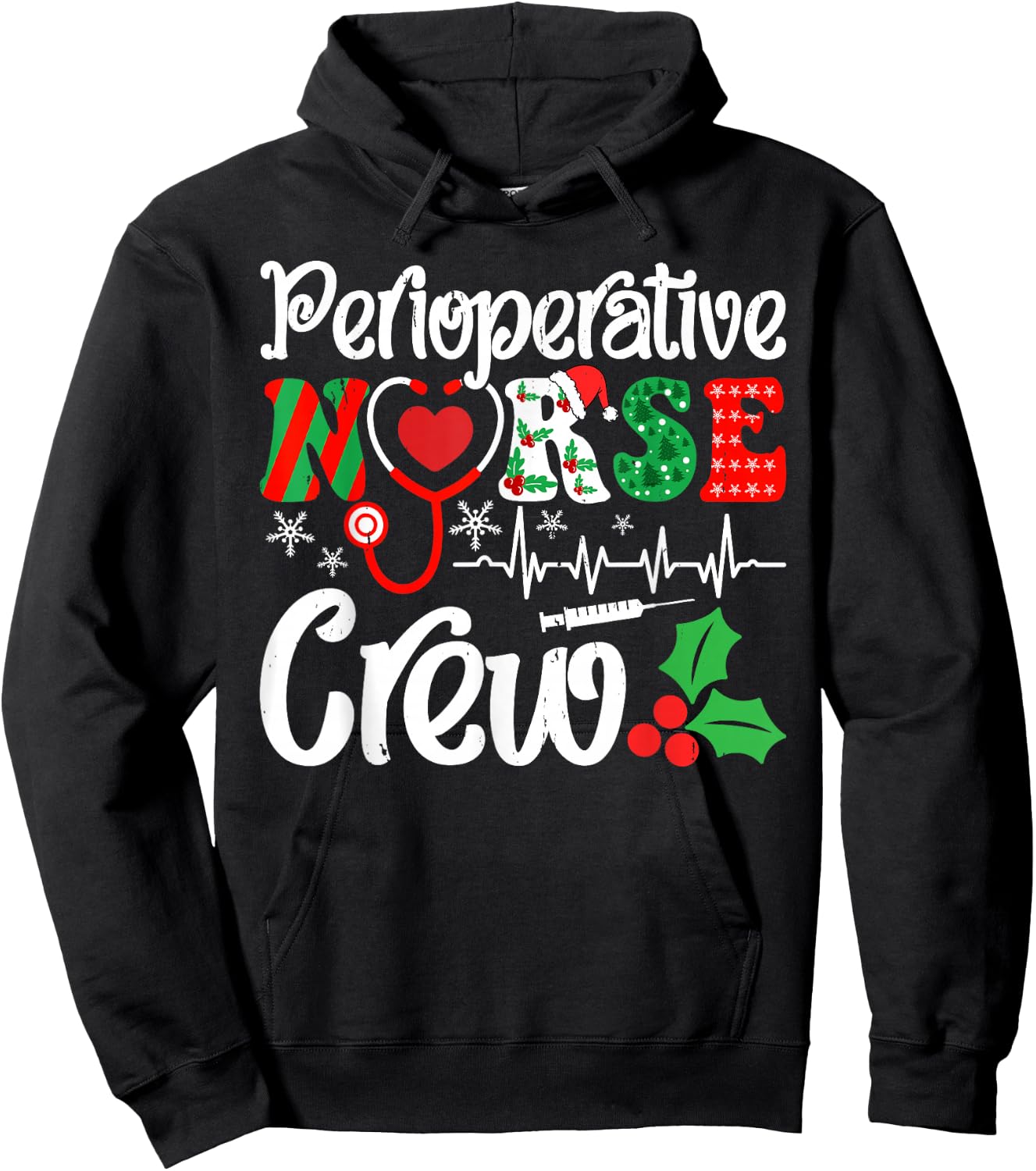 Holiday Perioperative Nurse Crew Christmas Squad Nursing Hoodie - Hoodie | Black