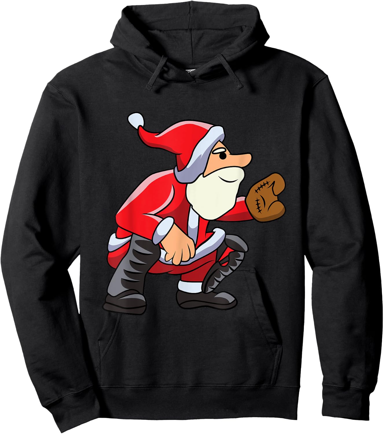 Catcher Baseball Santa Christmas Sport Xmas Pajama Boys Kids Hoodie - Hoodie | Black