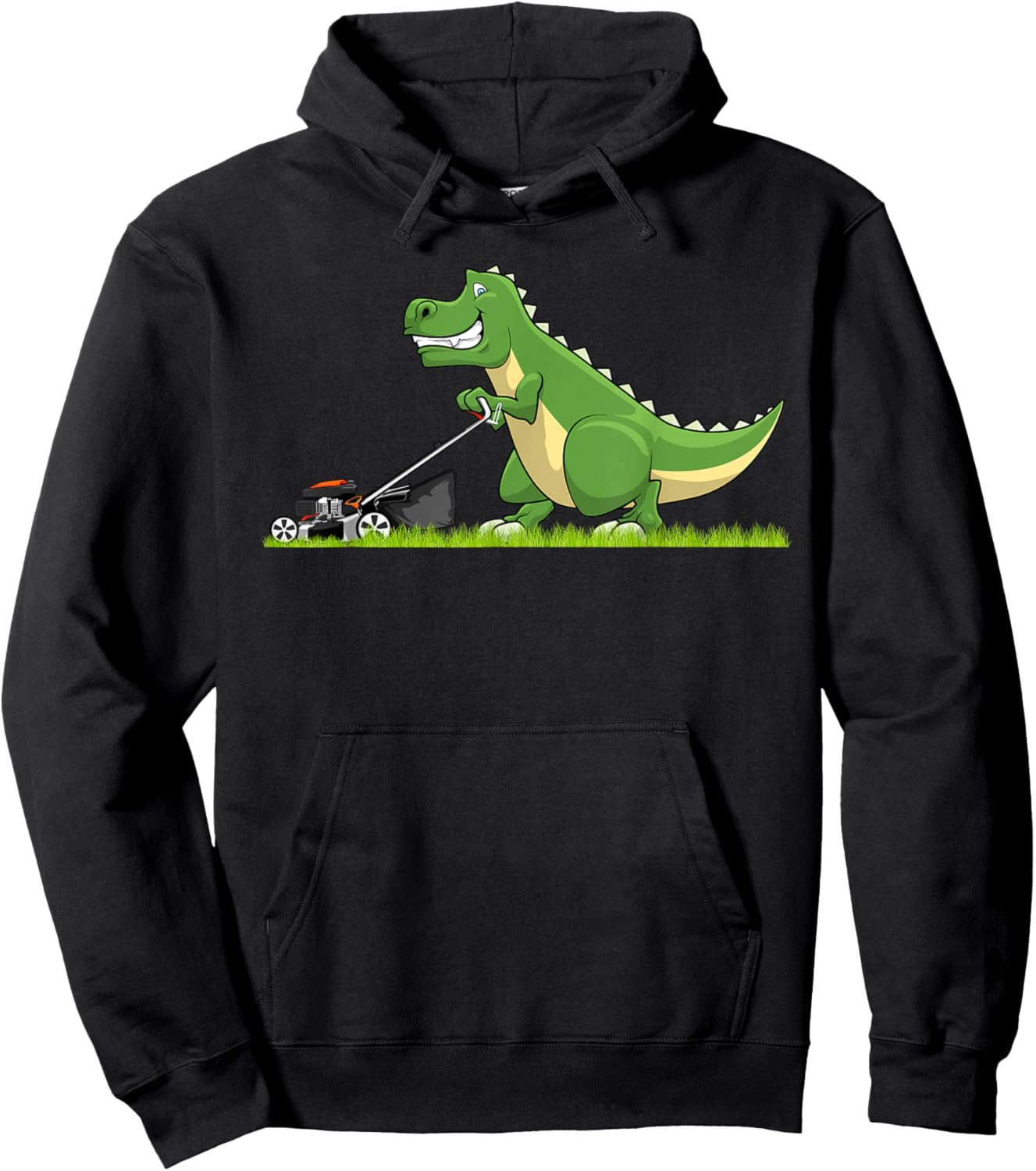 Cool Lawn Mowing Art Boys Kids Lawnmower Dinosaur Hoodie - Hoodie | Black