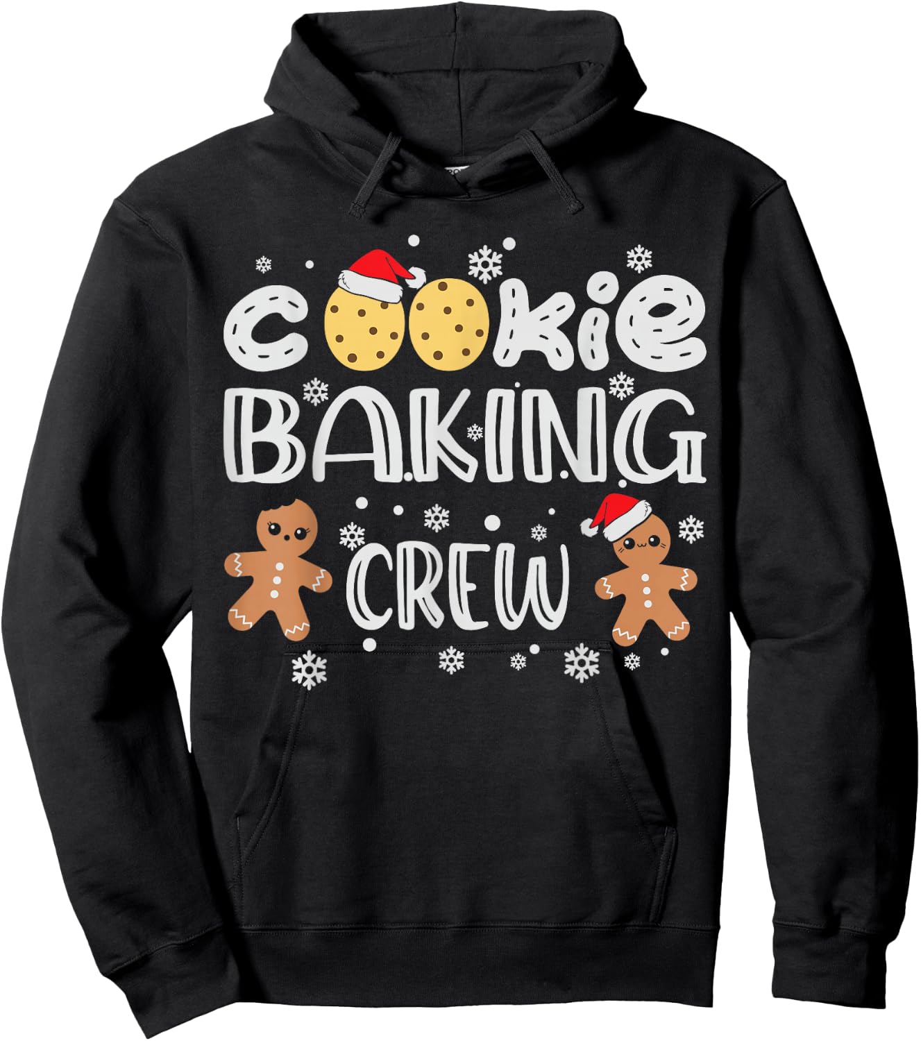 Cookie Baking Crew Gingerbread Men with Xmas Hats Hoodie - Hoodie | Black