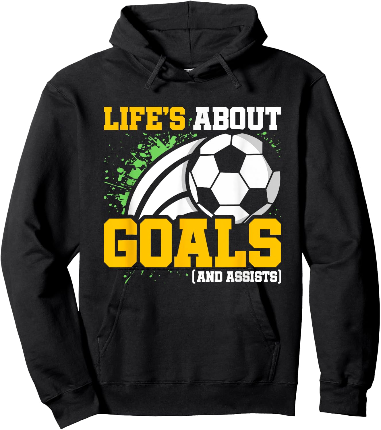Soccer Player - Life's About Goals & Assists - Boys Soccer Hoodie - Hoodie | Black