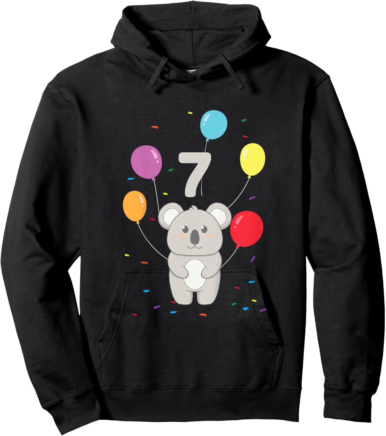 7th Birthday 7 Years Koala Balloons Australia Eucalyptus Zoo Hoodie - Hoodie | Black