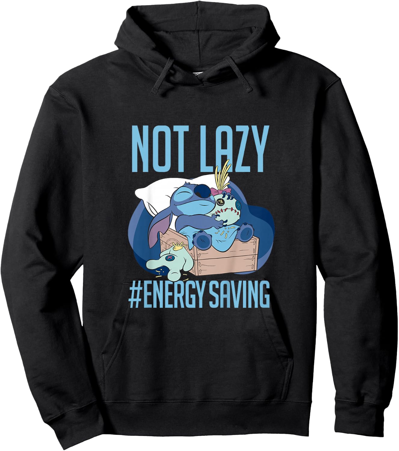 Kids Disney Lilo & Stitch Not Lazy Saving Energy Quote Youth Hoodie - Hoodie | Black