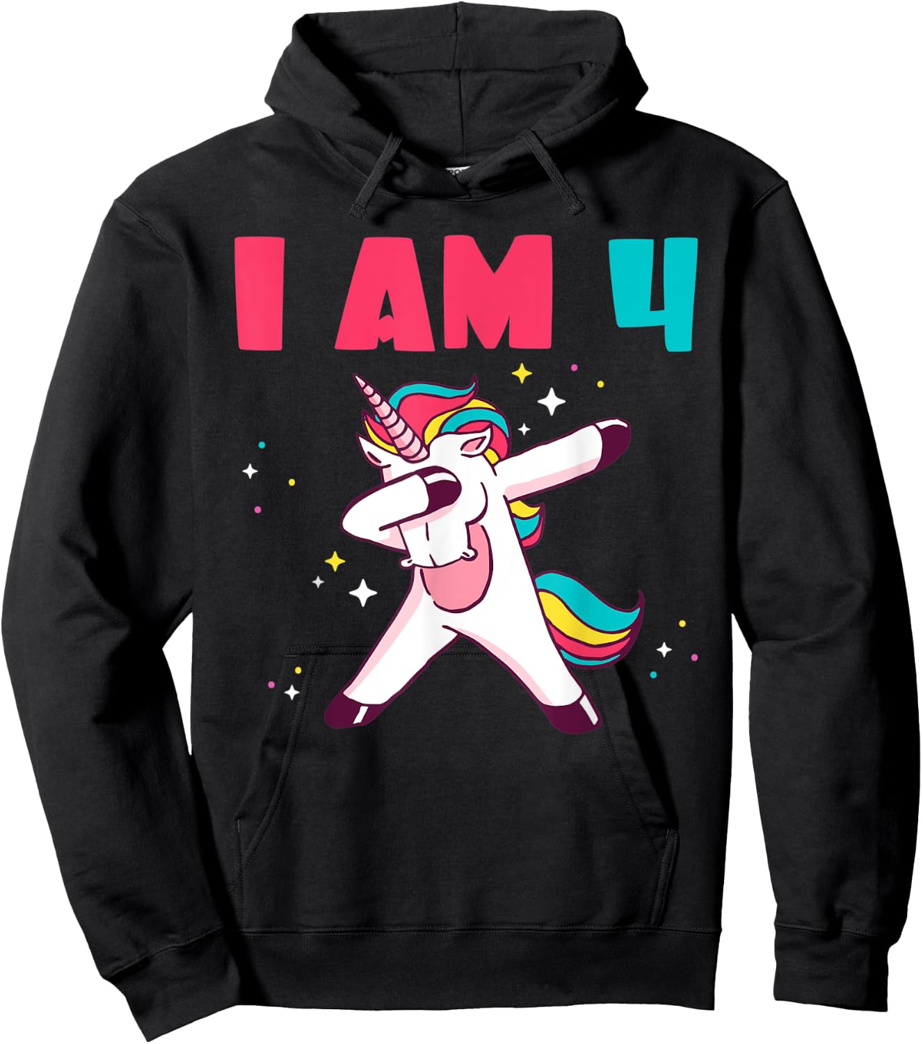 I am 4 Years Magical Unicorn Hoodie - Hoodie | Black