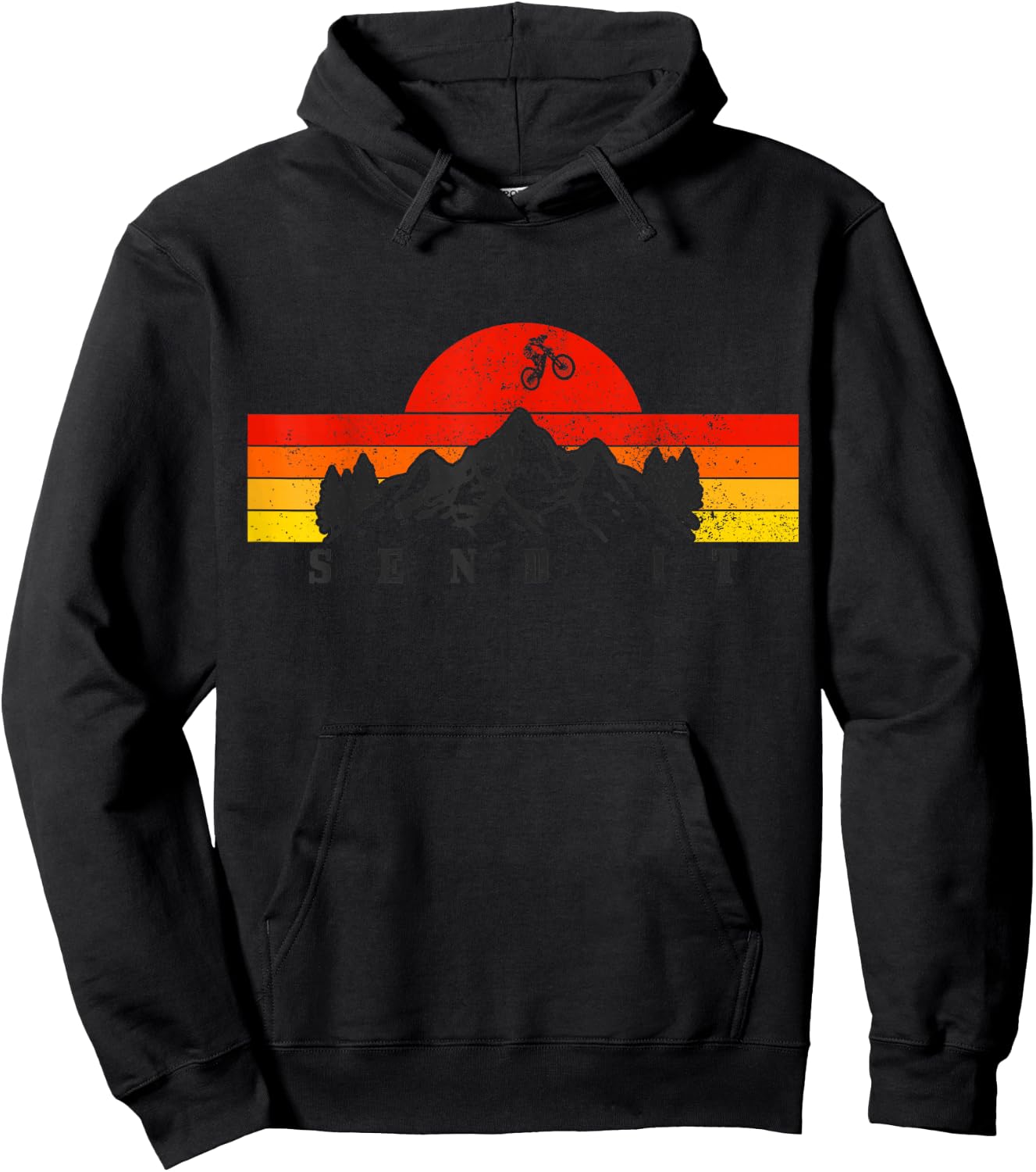 Mountain Bike Send It Vintage MTB Mountain Biker Hoodie - Hoodie | Black