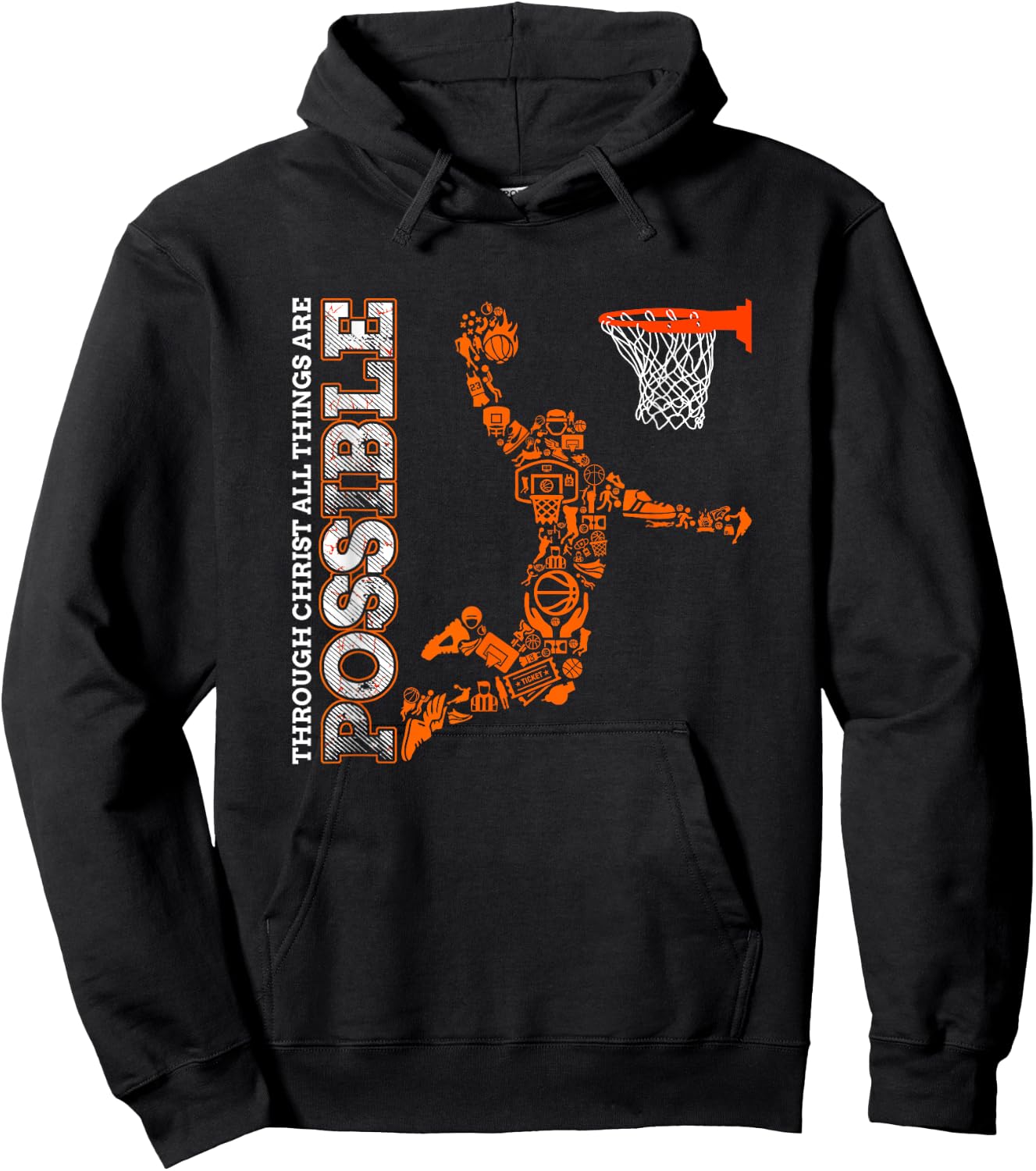 Through Christ All Things Are Possible Christian Basketball Hoodie - Hoodie | Black