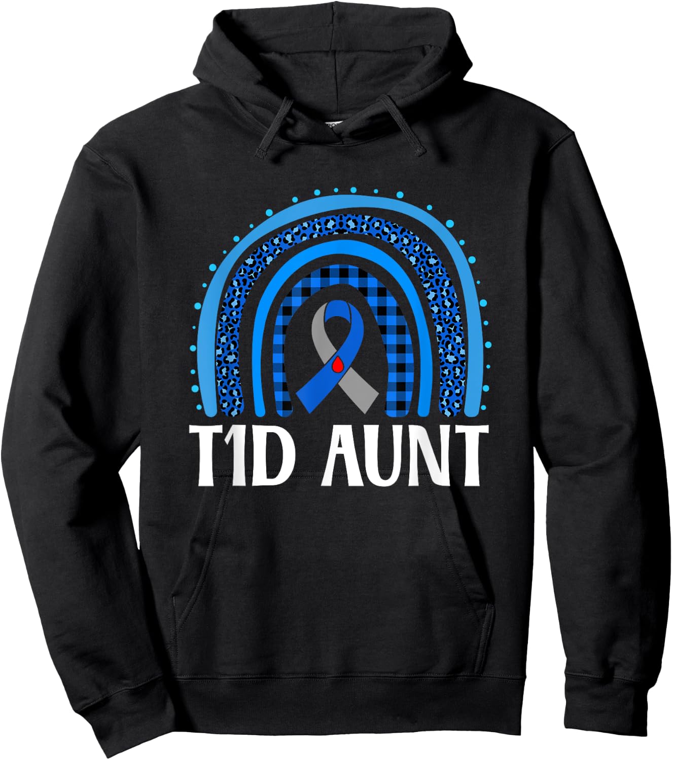 T1D Diabetes Awareness Aunt Type 1 Diabetes Warrior Aunt Hoodie - Hoodie | Black