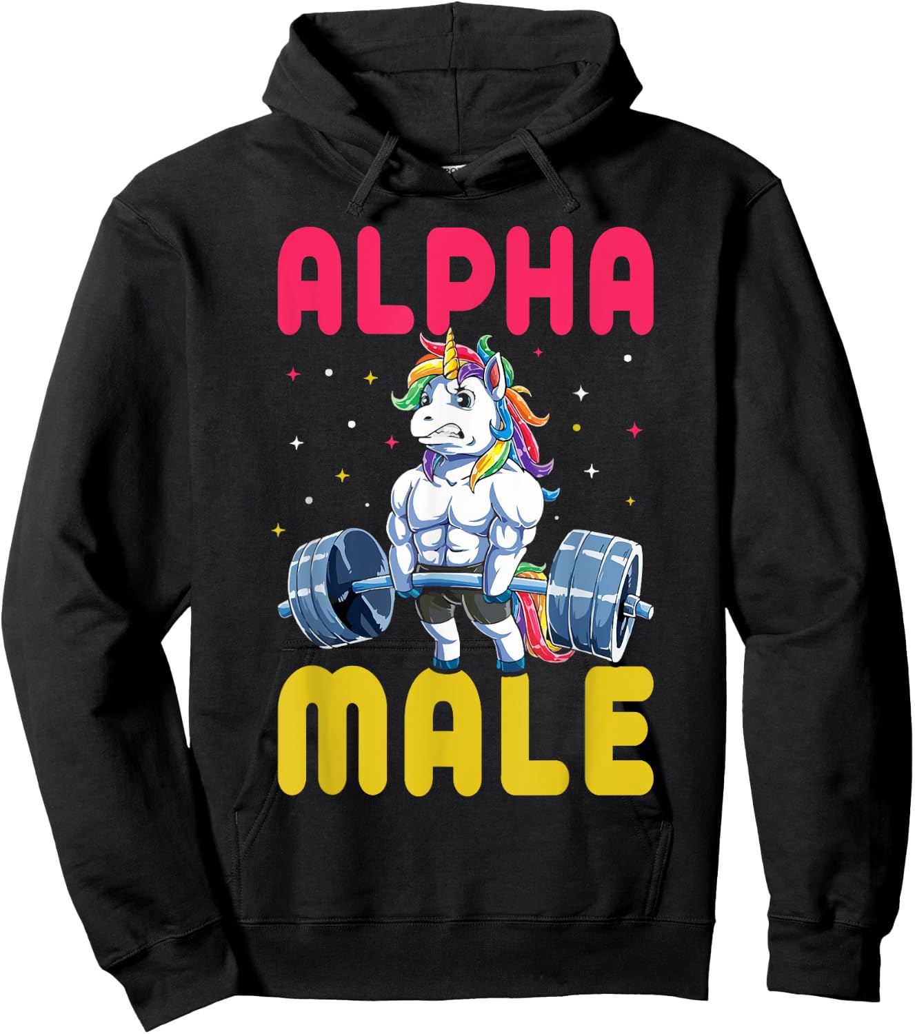 Alpha Male Men Unicorn Funny Weightlifting Workout Gym Hoodie - Hoodie | Black