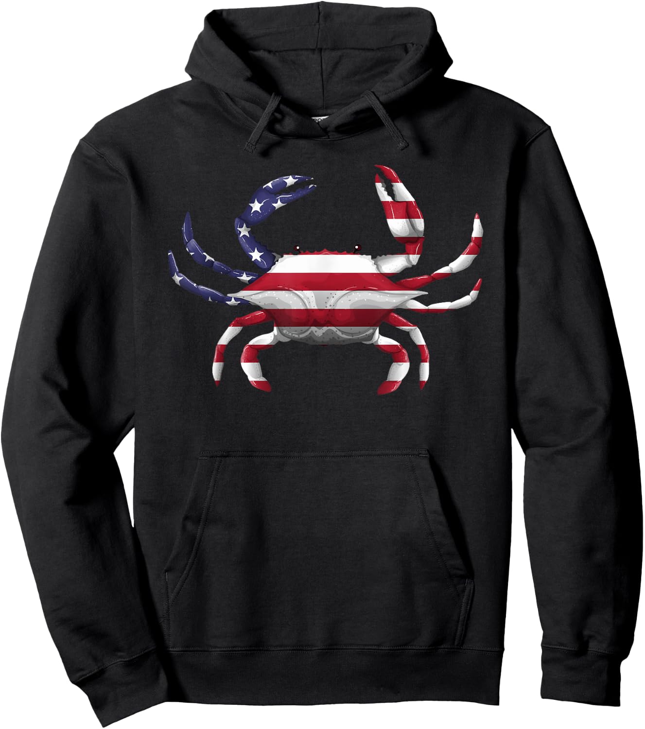 Cool Crab Women Fourth July Flag Patriotic Crabbing Hoodie - Hoodie | Black