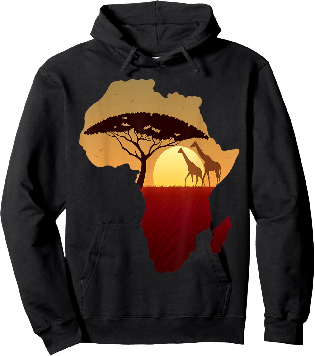 Africa Giraffe Map Dad South Animals Big Five Safari Hoodie - Hoodie | Black