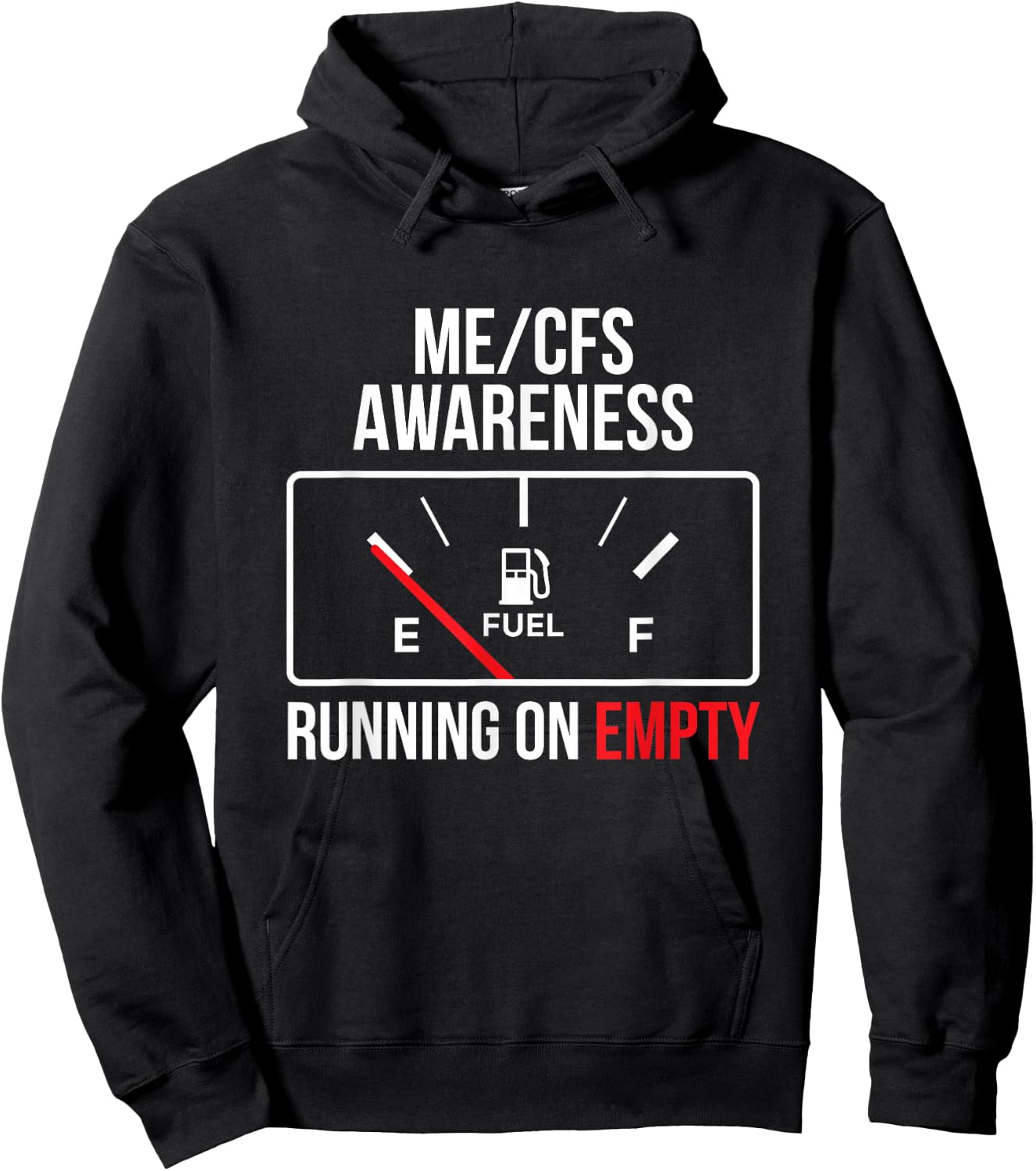 Chronic Fatigue ME/CFS Awareness Empty Tank Long Covid Hoodie - Hoodie | Black