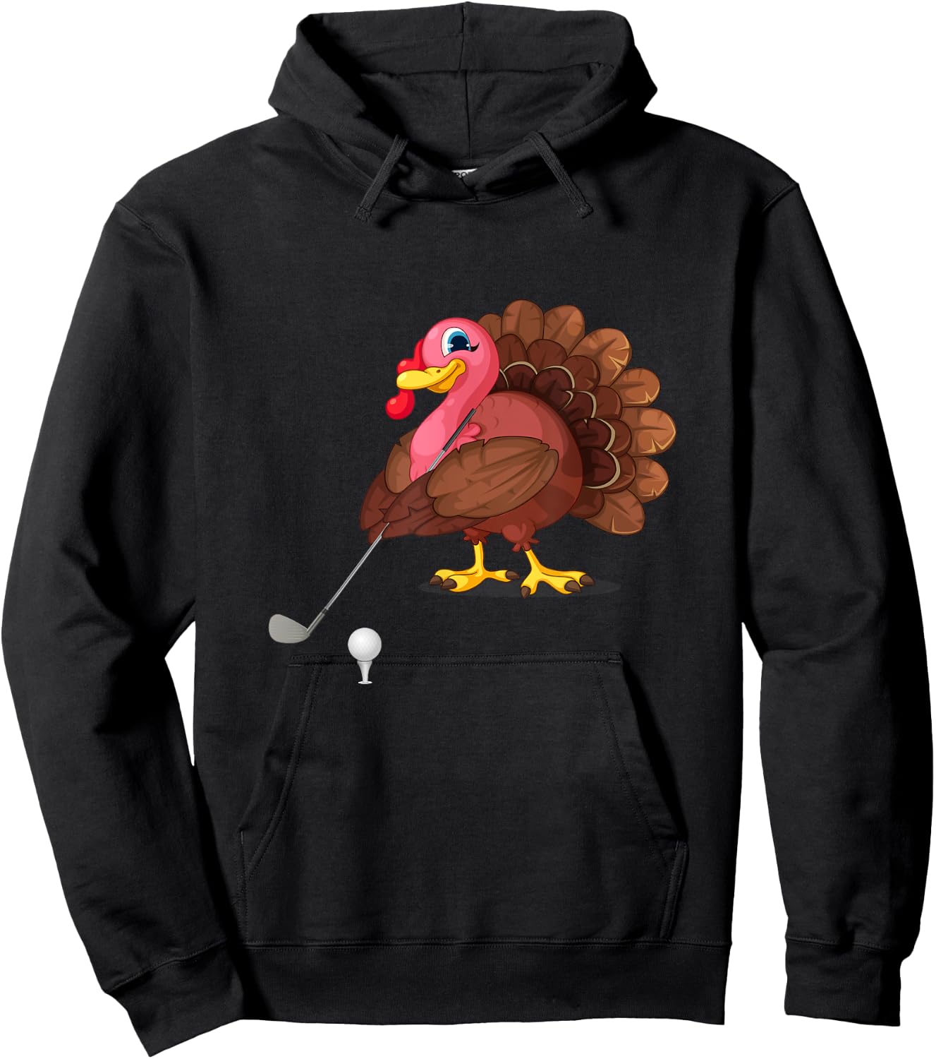 Golf Club Cute Thanksgiving Day Funny Love Golfing Turkey Hoodie - Hoodie | Black