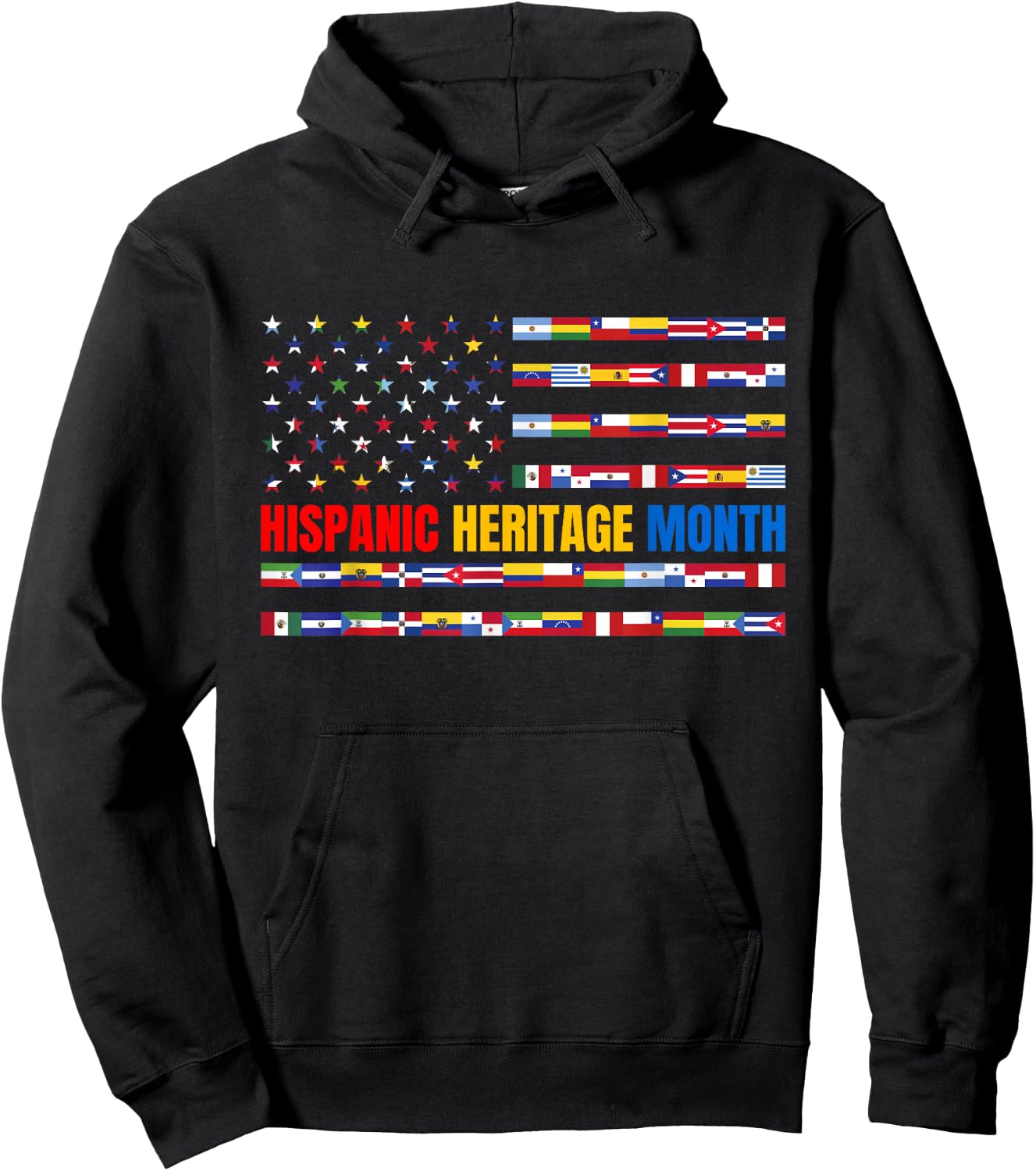 Hispanic Heritage Month USA American Flag National Latino Hoodie - Hoodie | Black