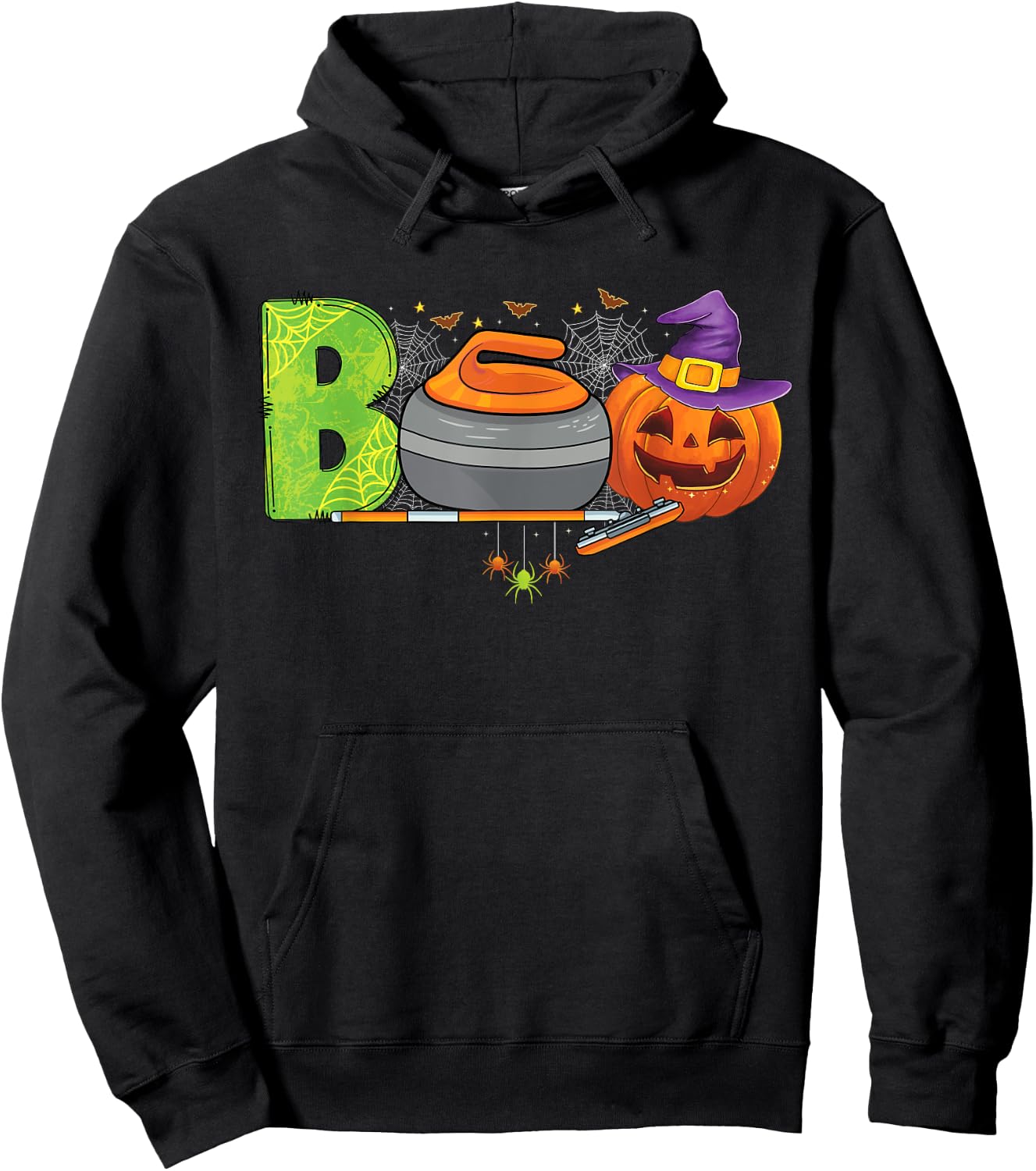 Boo Curling Player ice Sports Curling Halloween costume Hoodie - Hoodie | Black