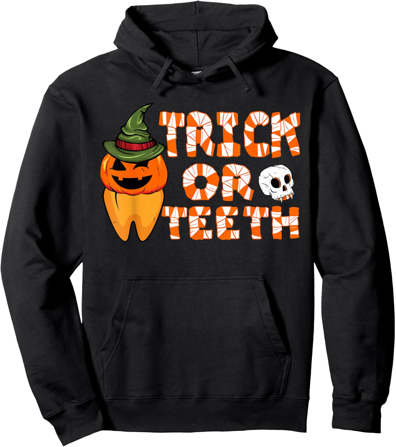 Trick Or Teeth Funny Dentist Halloween Dental Squad Hoodie - Hoodie | Black