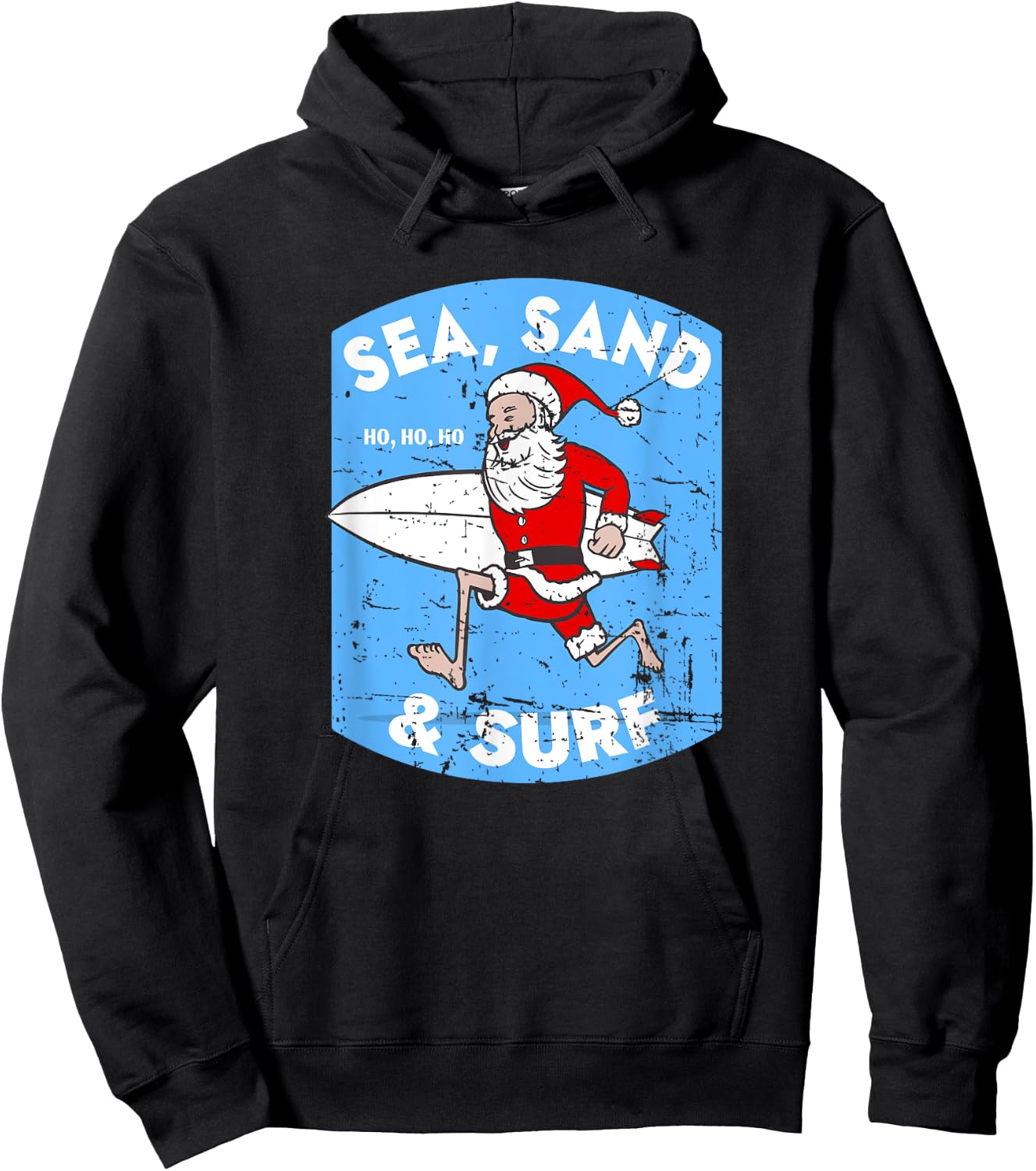 Surfing Santa - Christmas Surfboarding Santa Claus Hoodie - Hoodie | Black